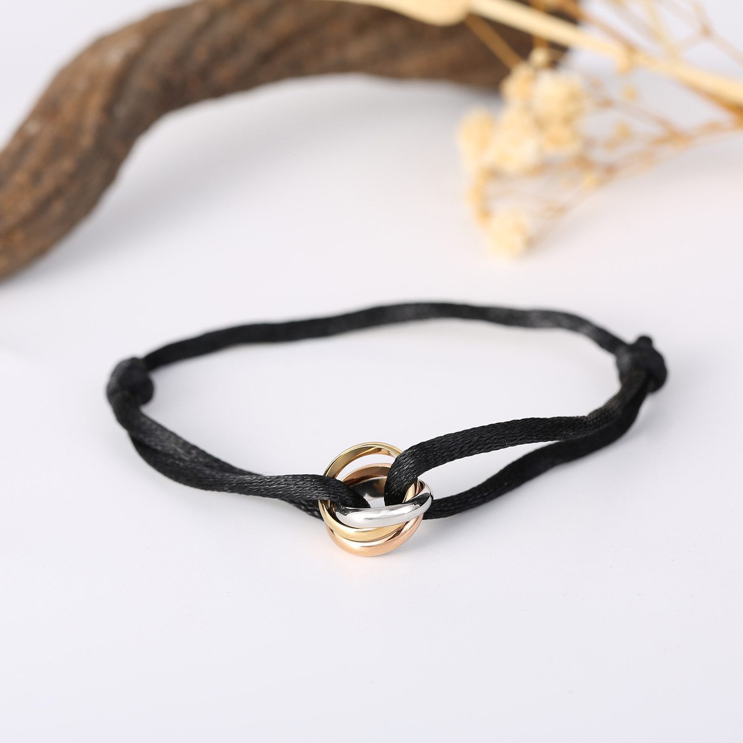 Kim Johanson Armband Tricolor (1-tlg), Edelstahl-Ring an Kordel, verstellba günstig online kaufen