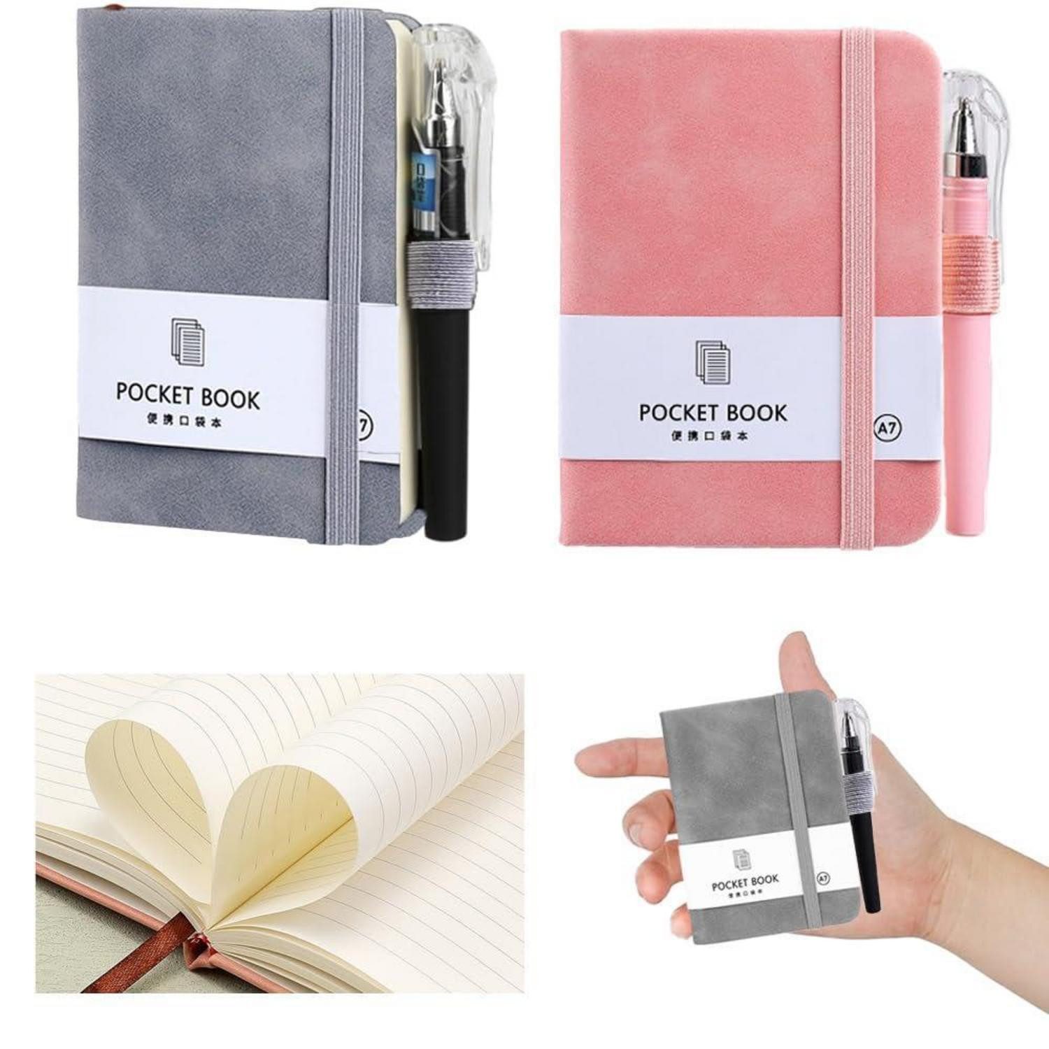 LuxusKollektion Notizblock Notizbuch Klein A7 Hardcover 2 Stk Mit Stift