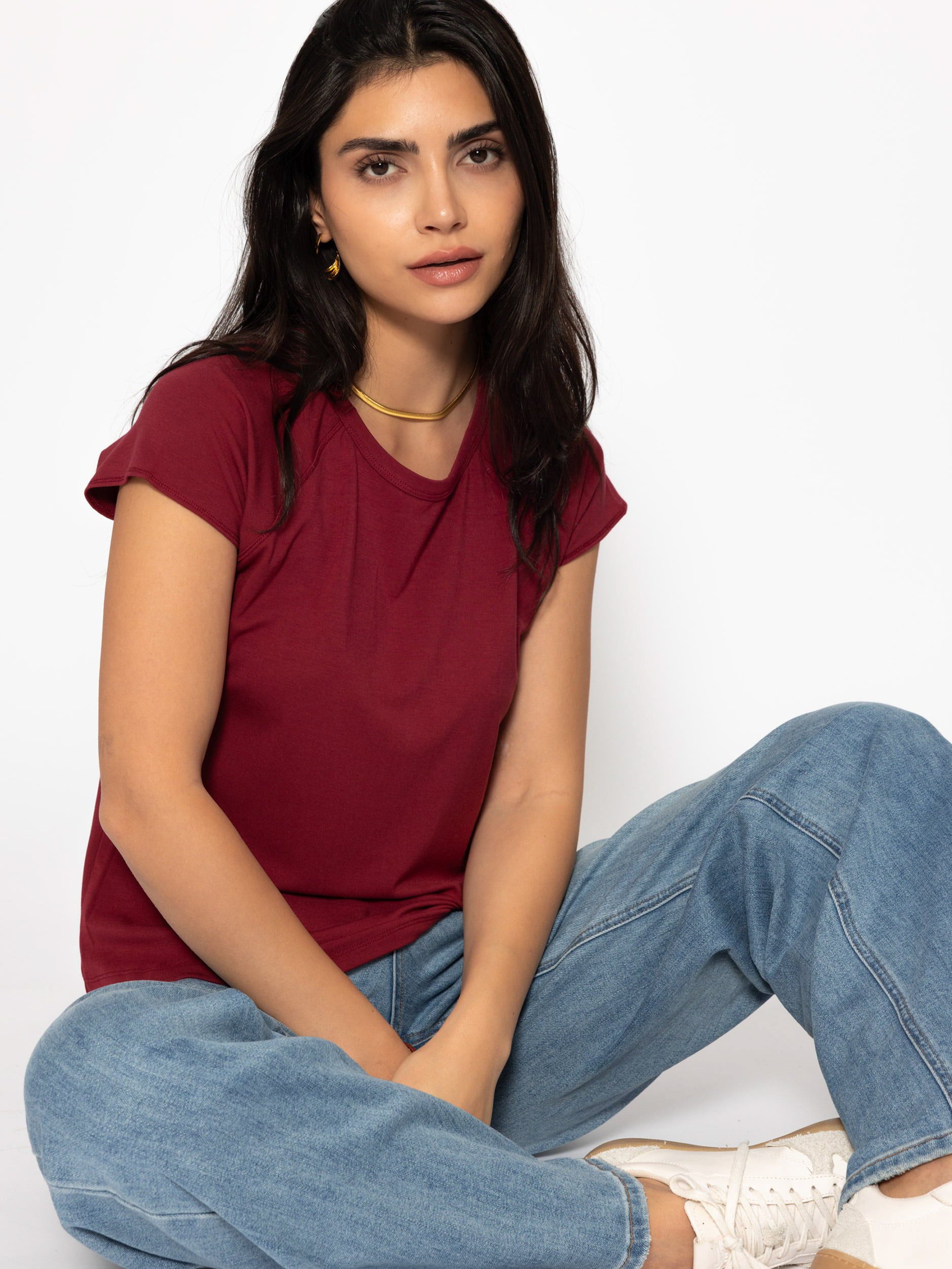 SASSYCLASSY T-Shirt T-Shirt mit Raglannaht für Damen Weiches Shirt aus Visk günstig online kaufen