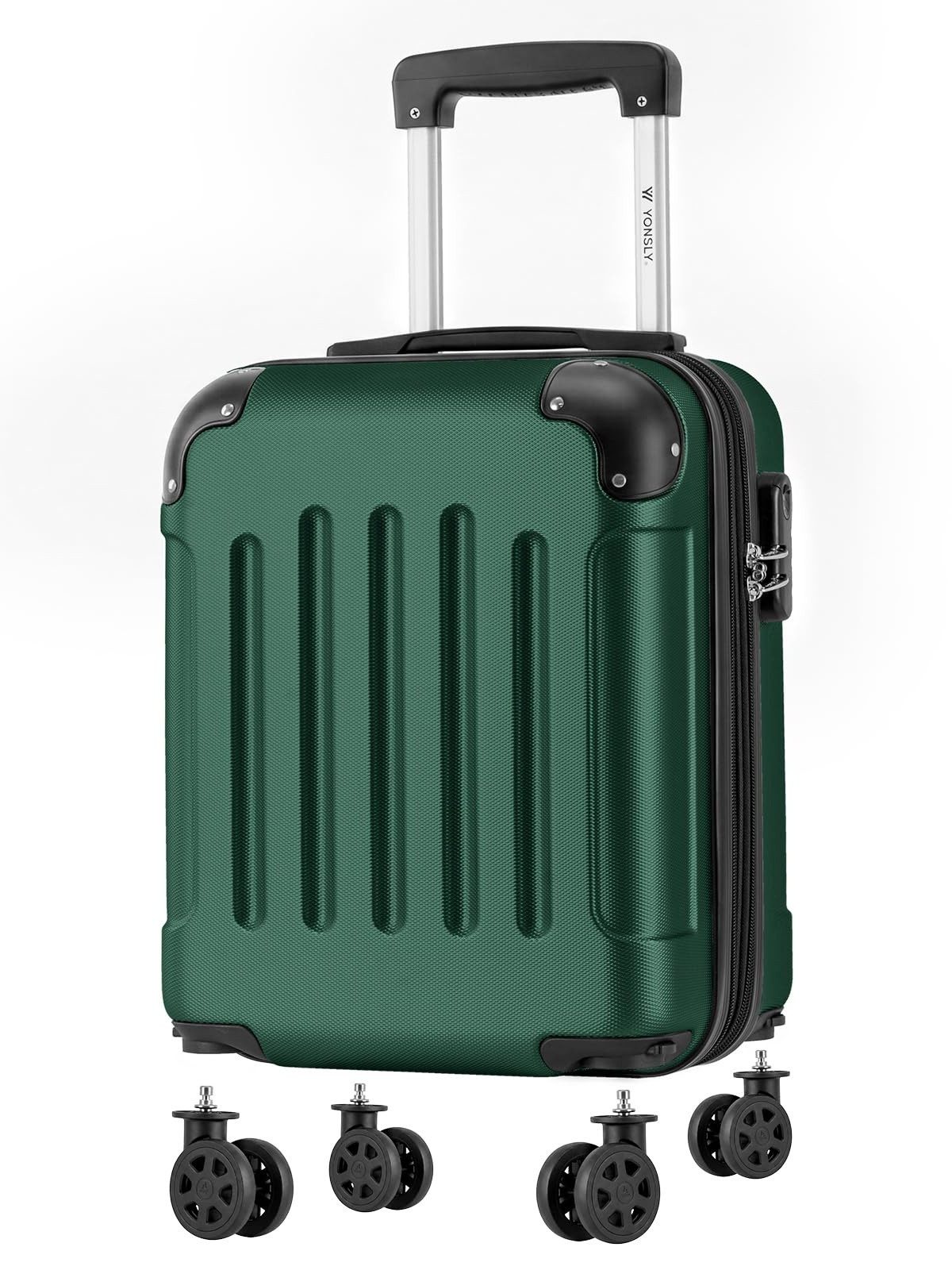 YONSLY Handgepäckkoffer Kabinenkoffer Reisekoffer Trolley mit abnehmbaren Rollrädern, 4 Rollen, ABS-Hartschale mit Zahlenschloss und ergonomischem Gummigriff
