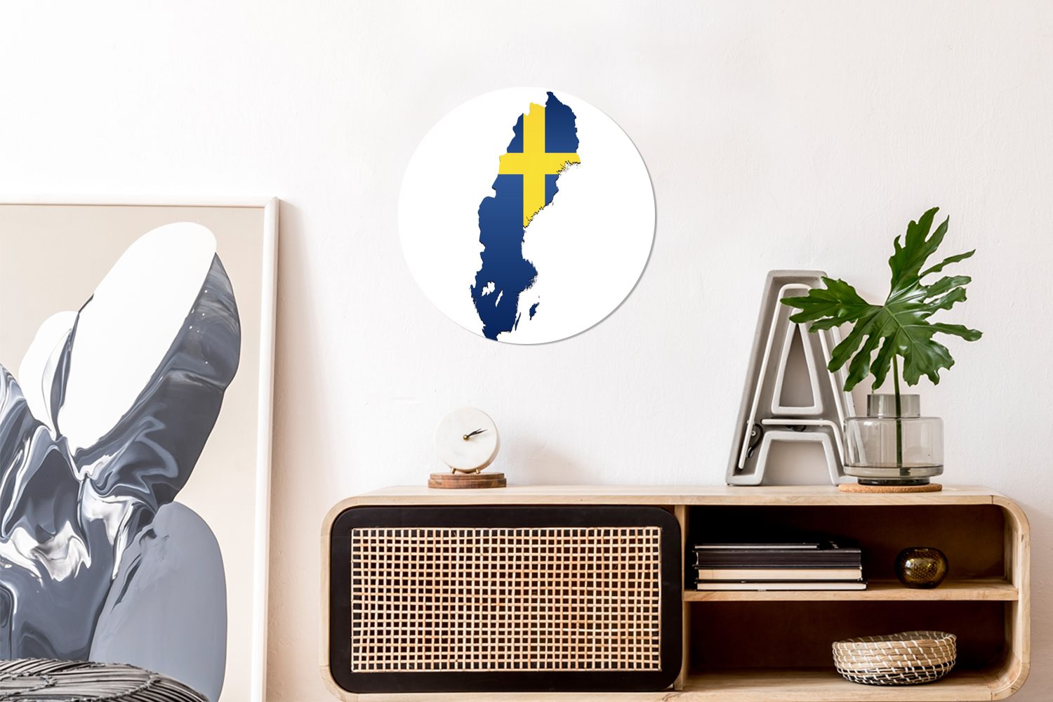 MuchoWow Wandsticker Illustration der Flagge von in für Landes (1 Form Rund, des Tapetenaufkleber, Wohnzimmer Tapetenkreis St), Kinderzimmer, Schweden