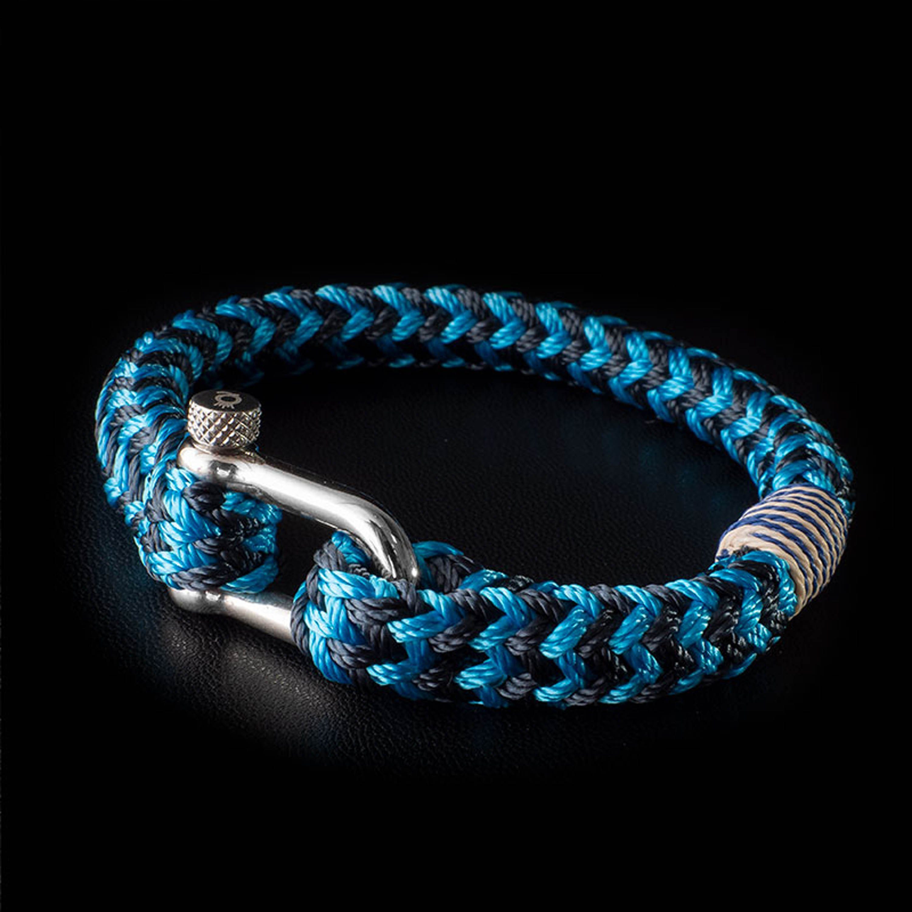 handgefertigt) Segeltau, "OCEAN" Segeltau Blue Style, aus (Edelstahl, Schäckel Armband maritime, UNIQAL.de nautics, Maritime Armband Ocean Casual