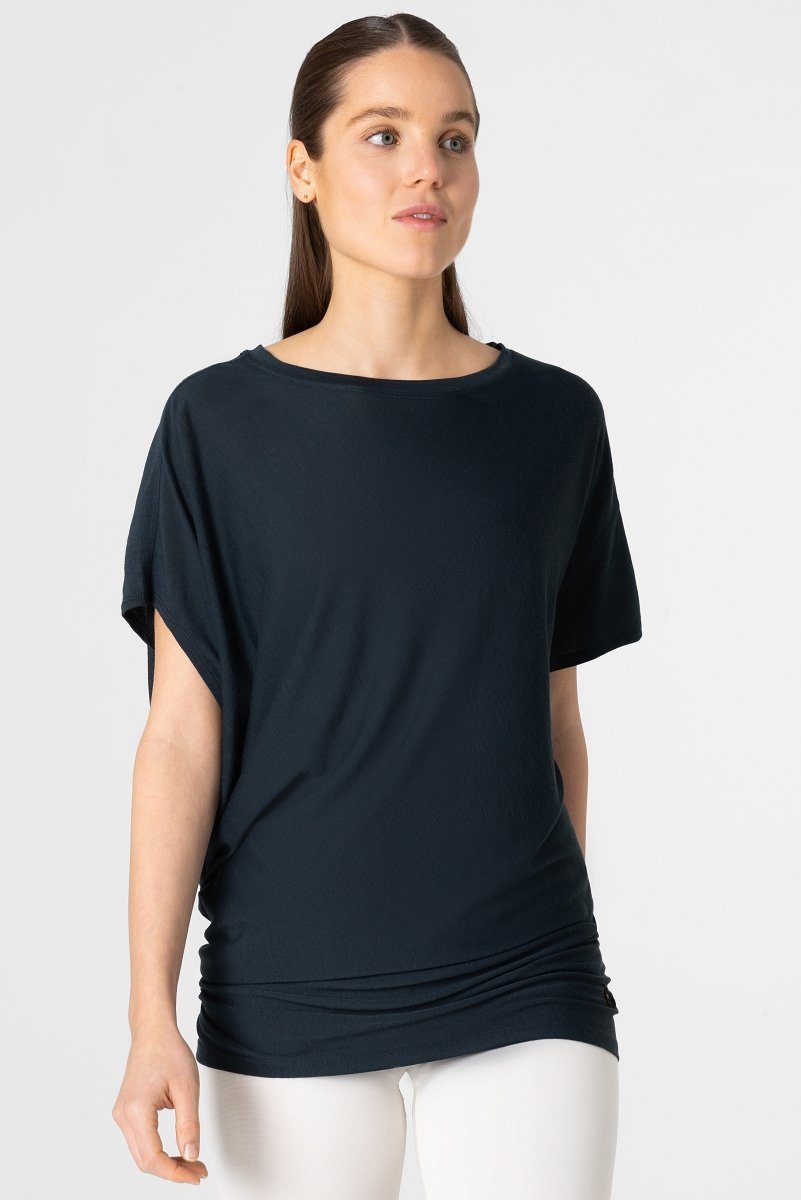 SUPER.NATURAL T-Shirt Merino T-Shirt W YOGA LOOSE TEE bequemer Merino-Materialmix Blueberry