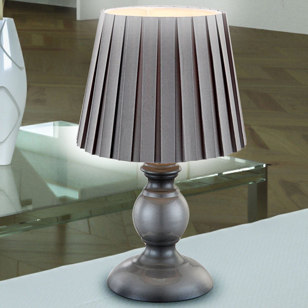 grau Beistellleuchte Nachttischleuchte Tischleuchte, nicht inklusive, Textil Tischlampe Leuchtmittel Globo