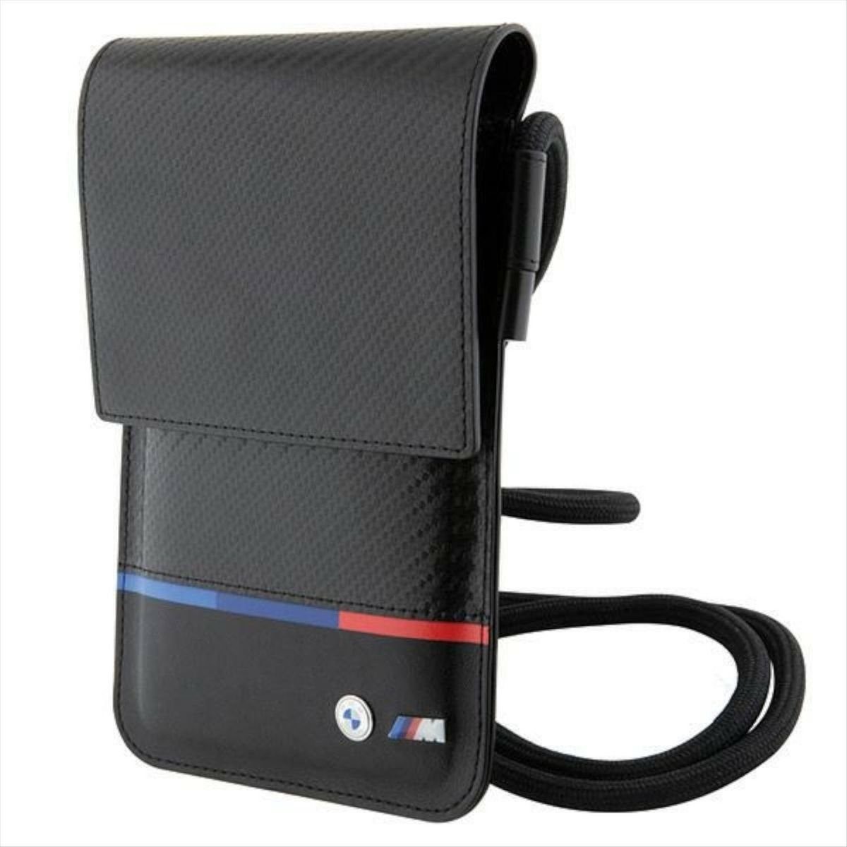 BMW Smartphone-Hülle BMW Torebka Carbon Tricolor Line Umhängetasche Hülle Cover Schwarz