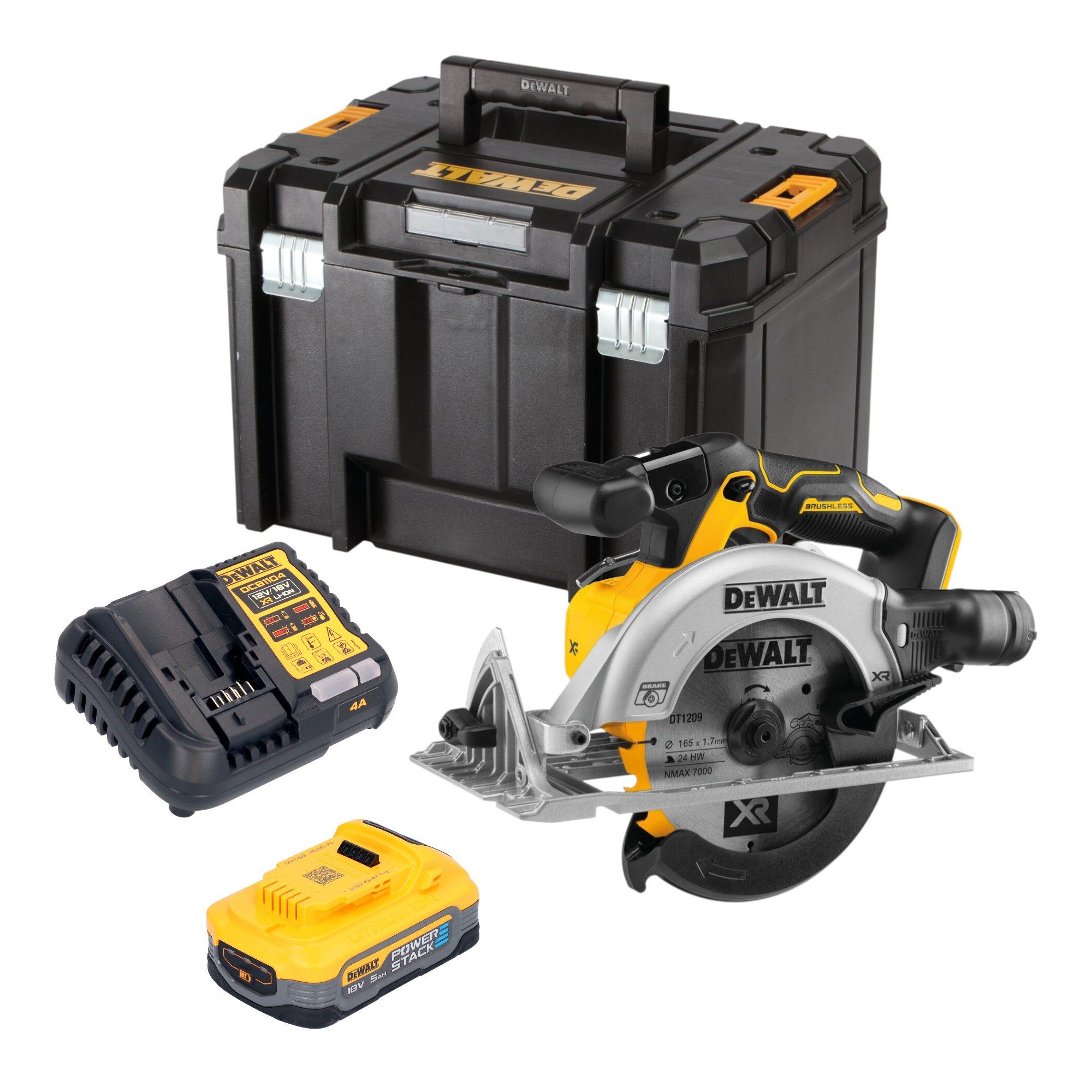 DeWalt Kompakt-Handkreissäge DCS 565 H1T Handkreissäge + 1x Powerstack Akku 5,0 Ah + Lader + TSTAK