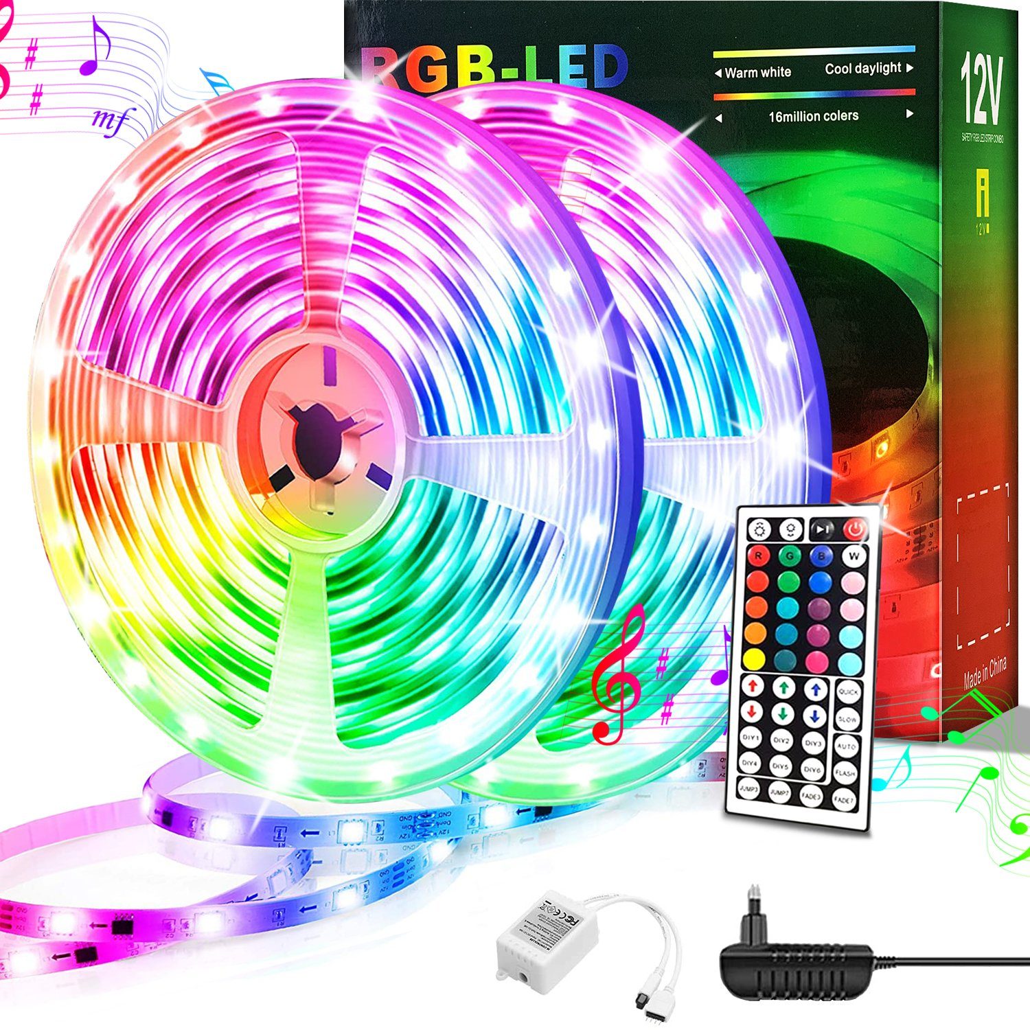 Oneid LED-Streifen LED Strip 20m,RGB LED Streifen,Farbwechsel Band mit IR Fernbedienung