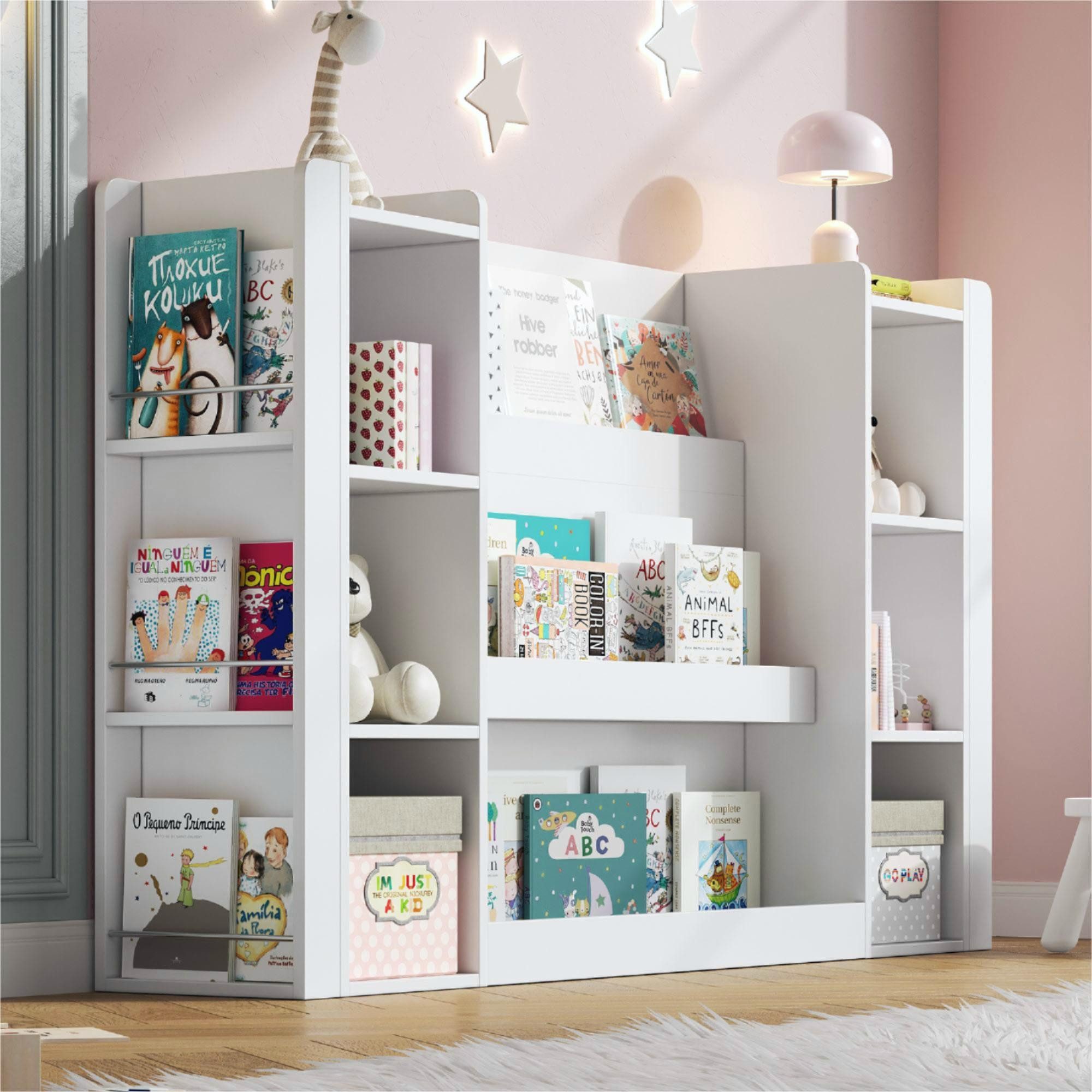 Flieks Bücherregal, 1-tlg., Spielzeugregal Bilderbuchregal Kinderregal Standregal Weiß
