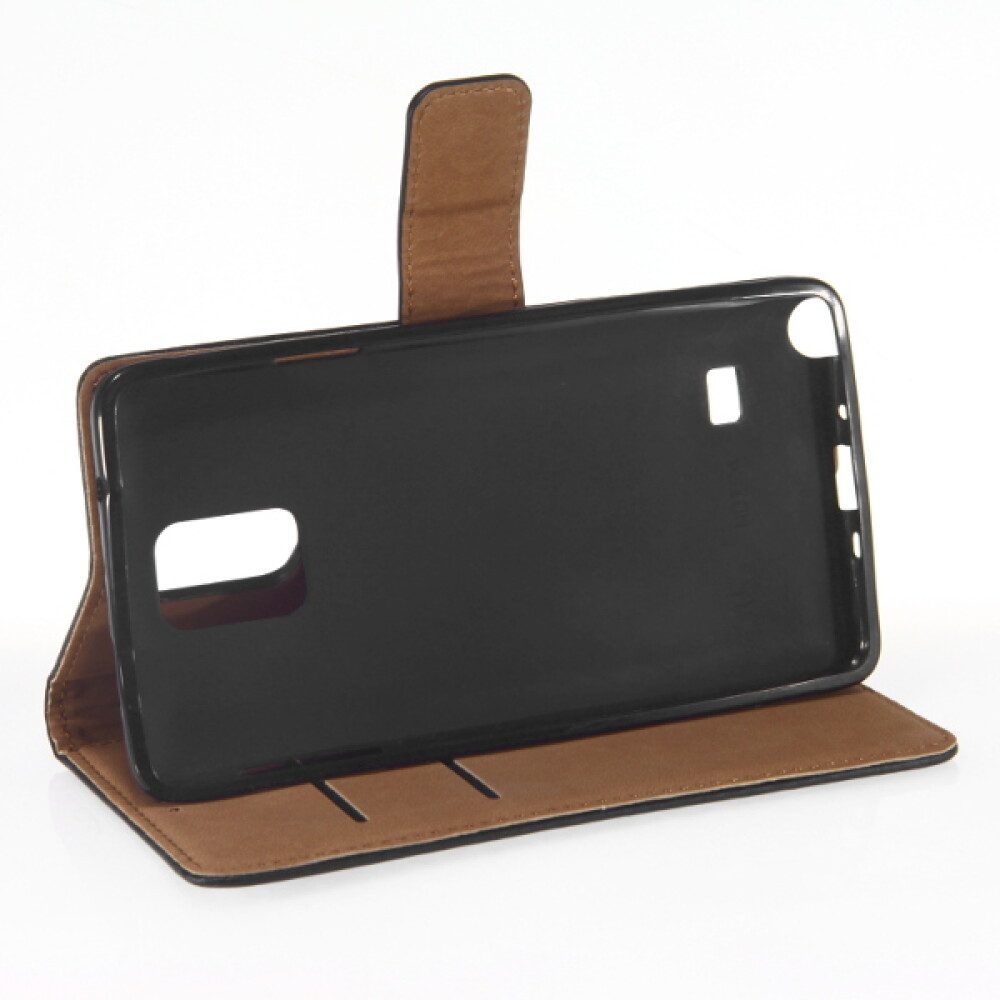 Handytasche Book Case Handyhülle für Samsung Galaxy Note 4 Schwarz Leder 425071055 (Book Cover)