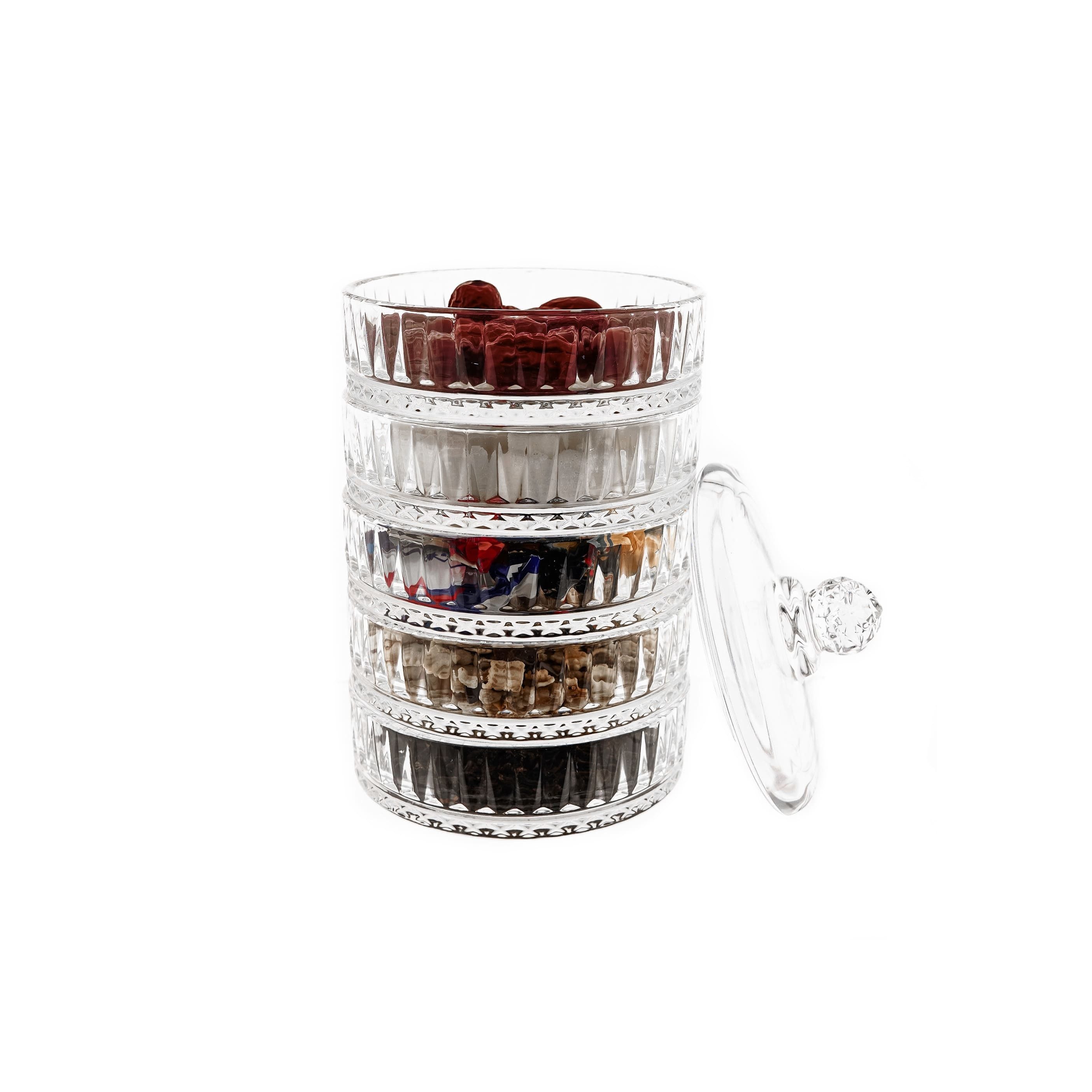 Almina Schale 5-stöckig, mit Deckel - Patisserie mit elegantem Riffle-Design, (1-tlg)