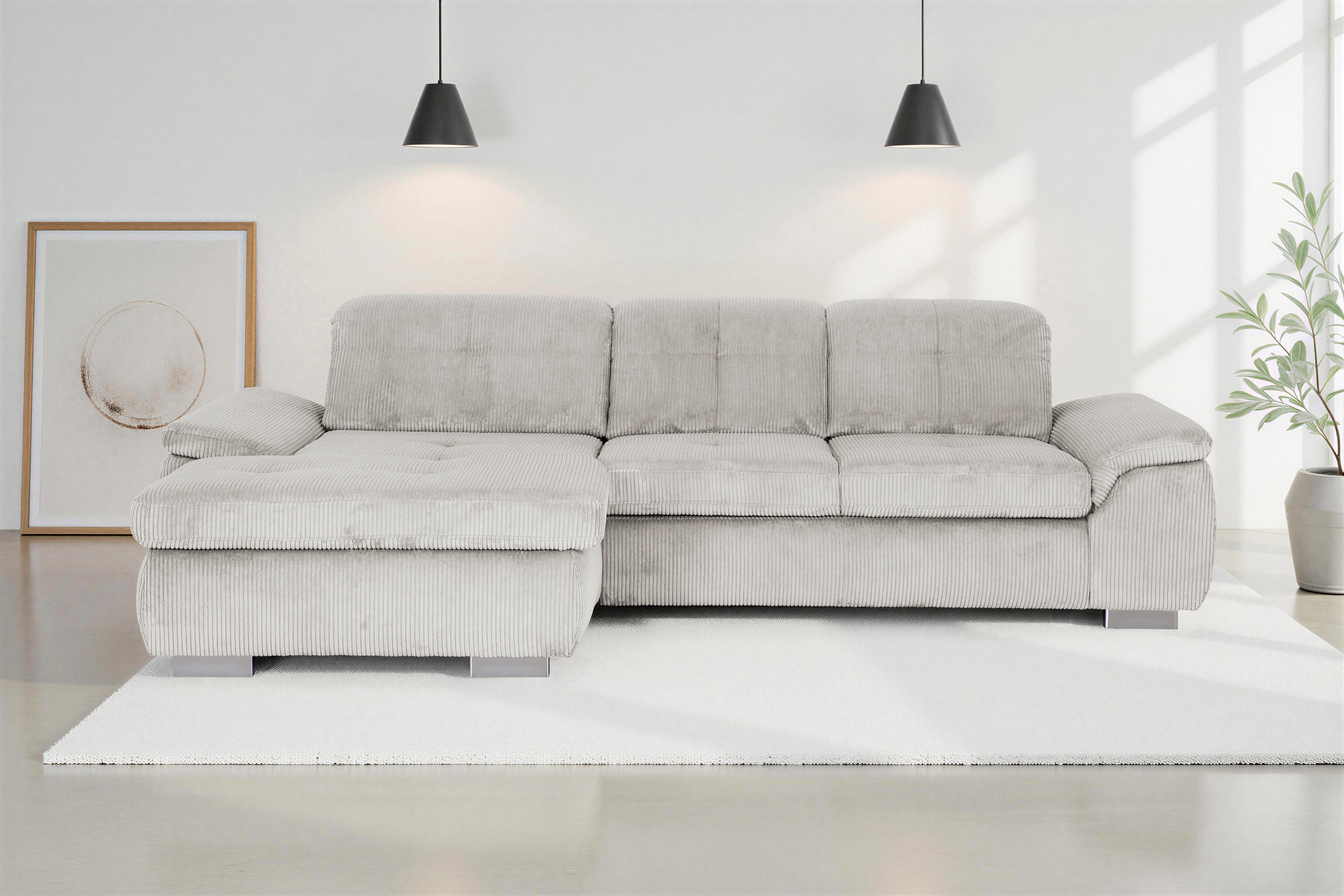 Die PlanBar Ecksofa MP-IN16037 L-Form, Breite 289 cm, mit Kaltschaum-Polsterung, mit Sitztiefenverstellung & Zierkissen