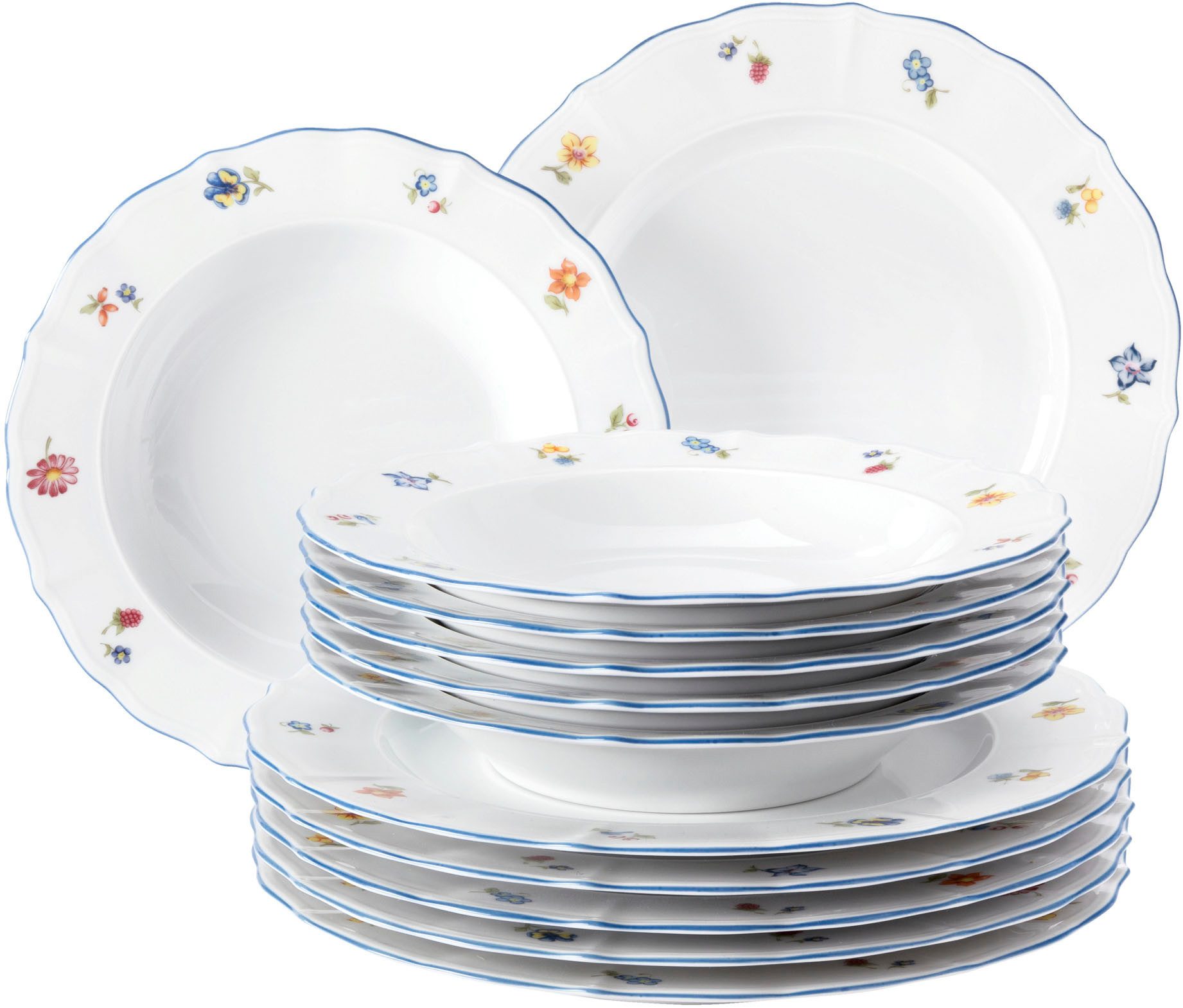 Seltmann Weiden Tafelservice Teller Set, Geschirr-Set Sonate Nostalgie (12-tlg), 6 Personen, Porzellan, Suppenteller, Made in Germany, 18 …