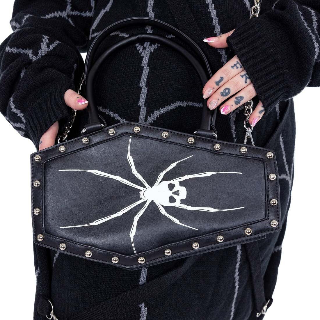 Heartless Handtasche Widow Maker, Sarg Tasche Coffin Spinne Grufti Goth Gothic