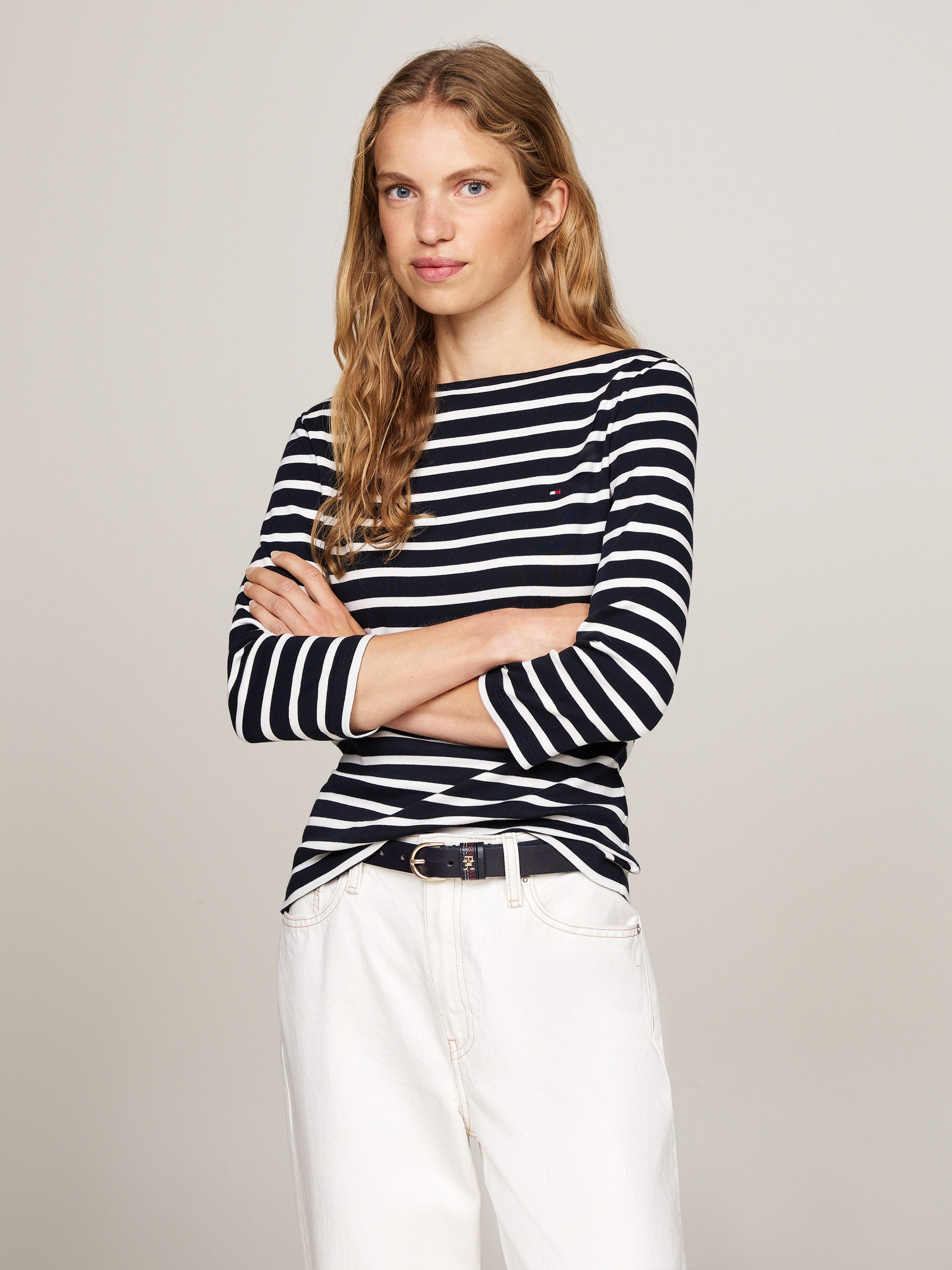 Tommy Hilfiger 3/4-Arm-Shirt NEW CODY SLIM BOAT-NK 3/4SLV mit U-Boot und St günstig online kaufen