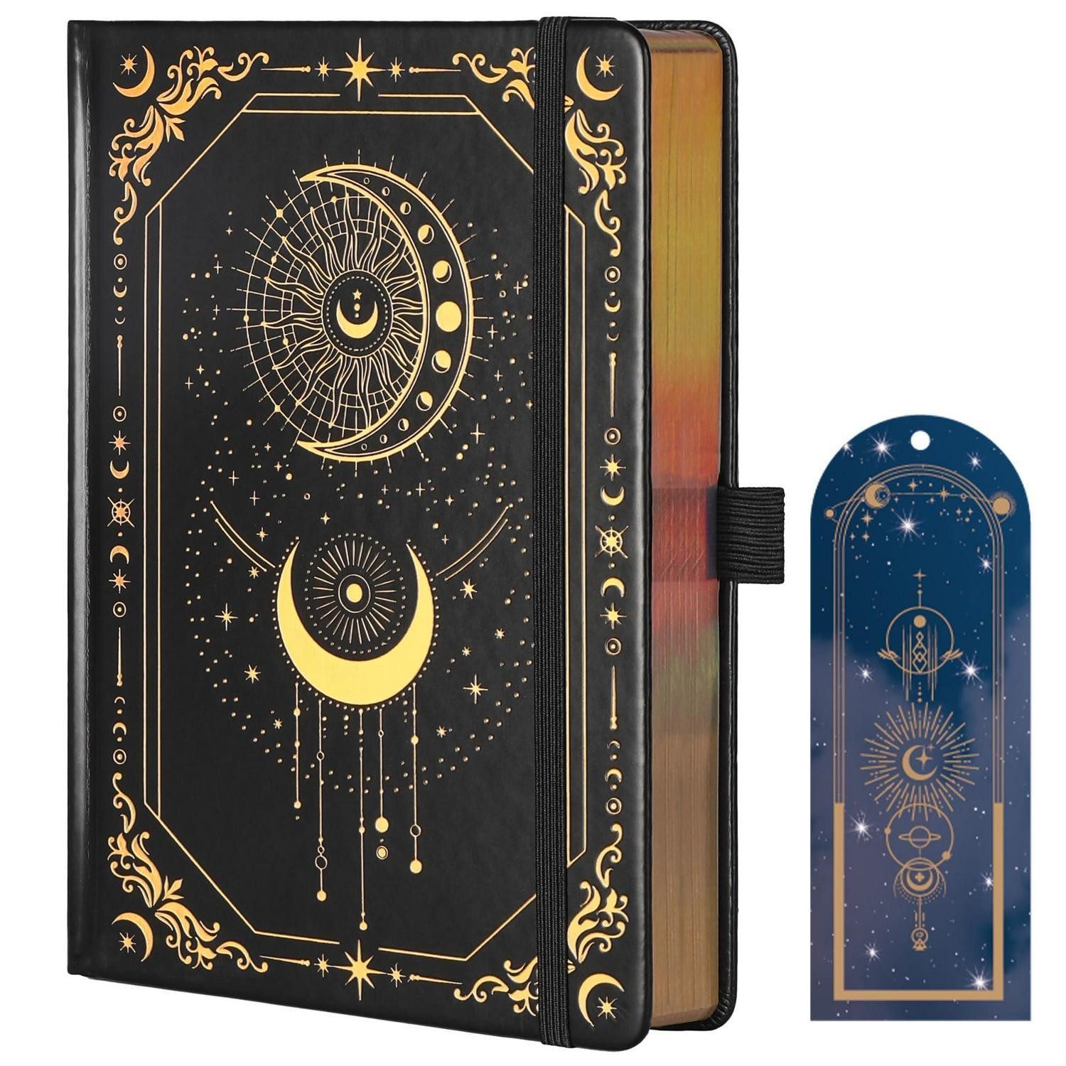 LuxusKollektion Tagebuch Notizbuch gepunktet A5 Hardcover Schwarz-Gold in Lederoptik