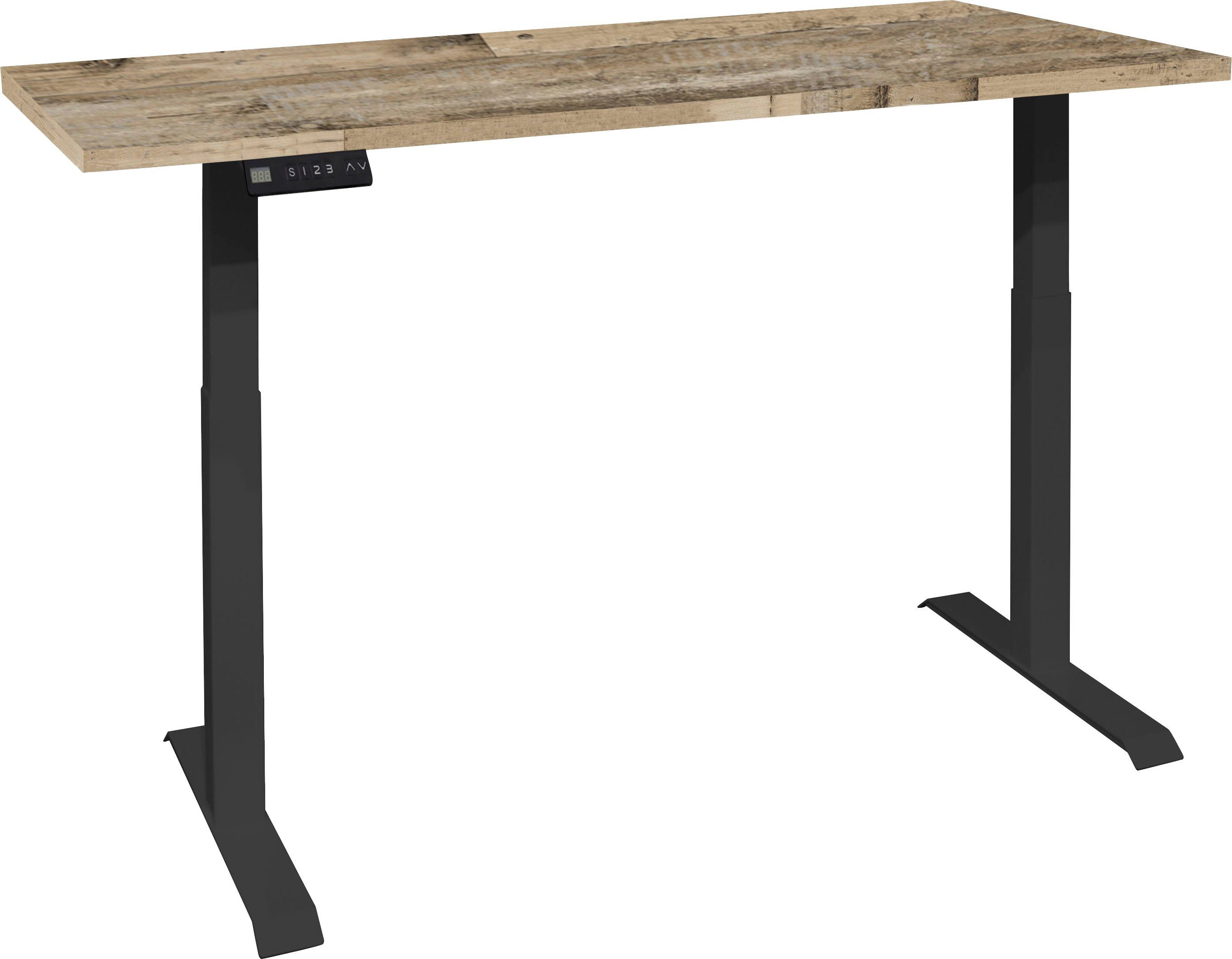 Mäusbacher Schreibtisch Big System Office, Breite 160 cm, elektrisch höhenverstellbar schwarz matt / drift wood | drift wood | Schreibtische