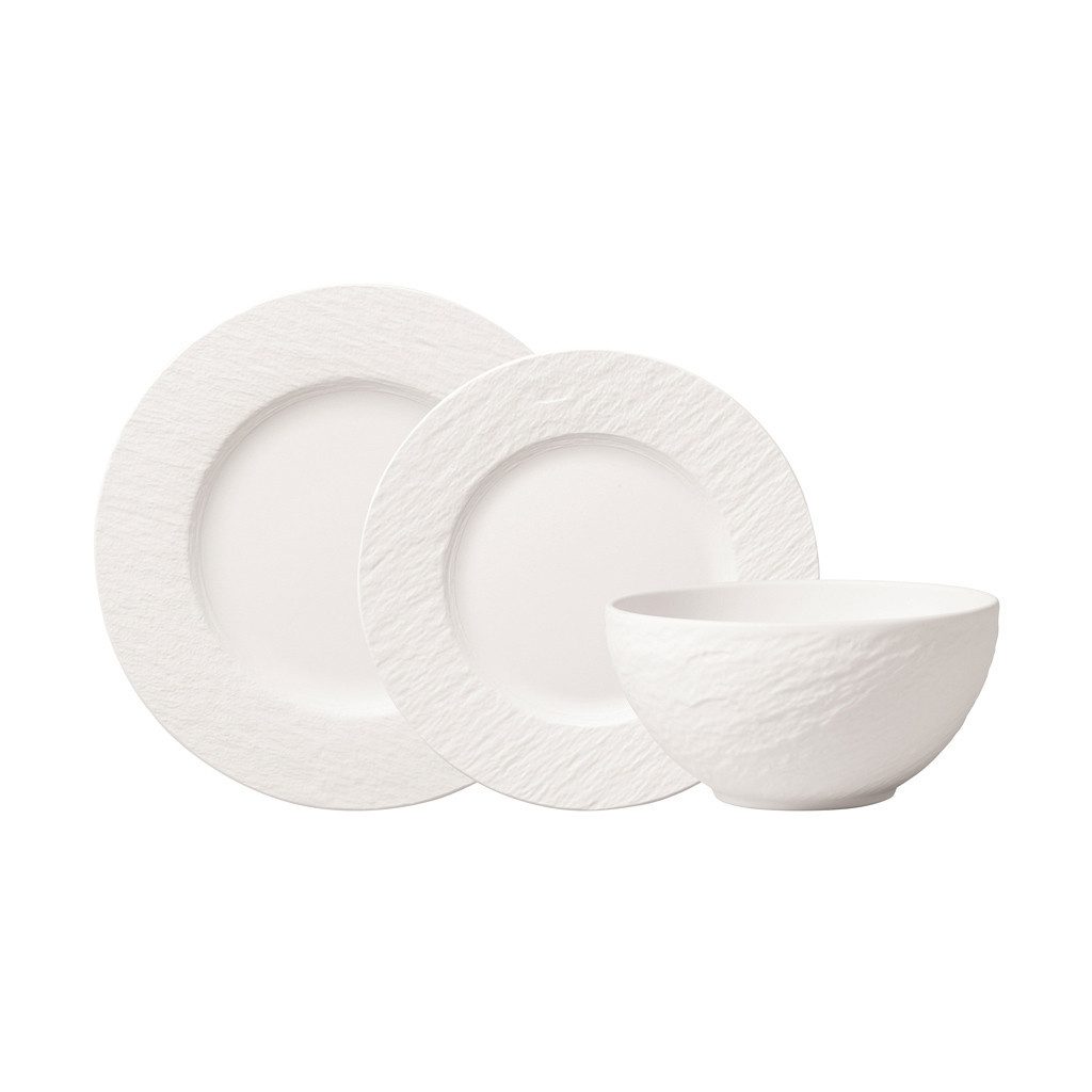 Villeroy & Boch Geschirr-Set Manufacture TellerSet (12-tlg), 4 Personen, Porzellan, Premium Porcelain, mikrow.- & spülm.sicher, Made in Germany