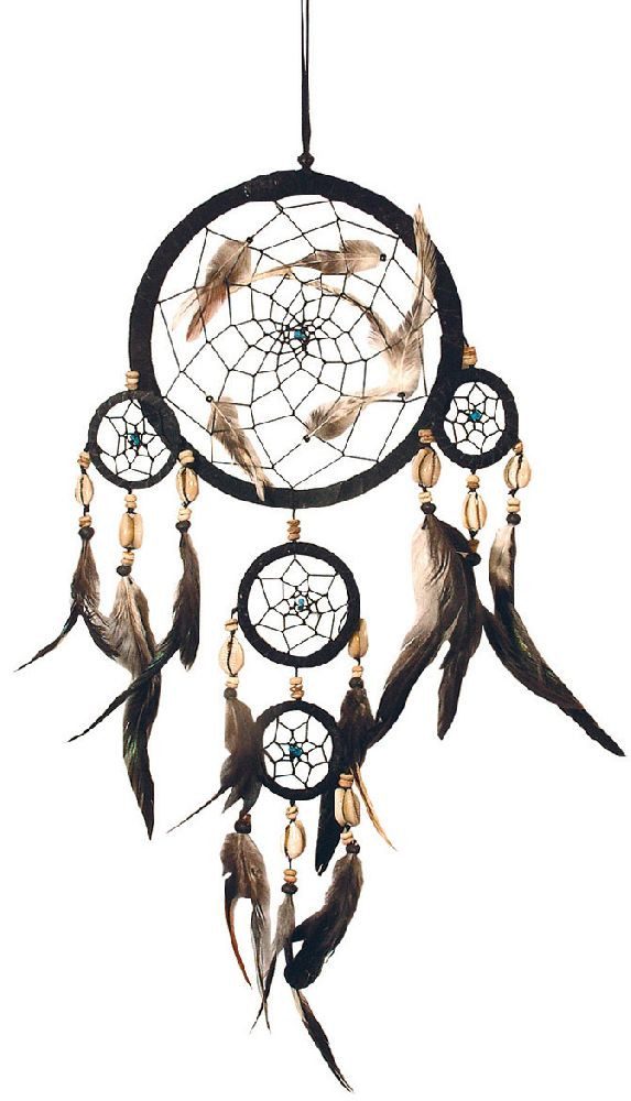 Saraswati Traumfänger Traumfänger Mobile mit Kauri Muscheln Leder 50cm
