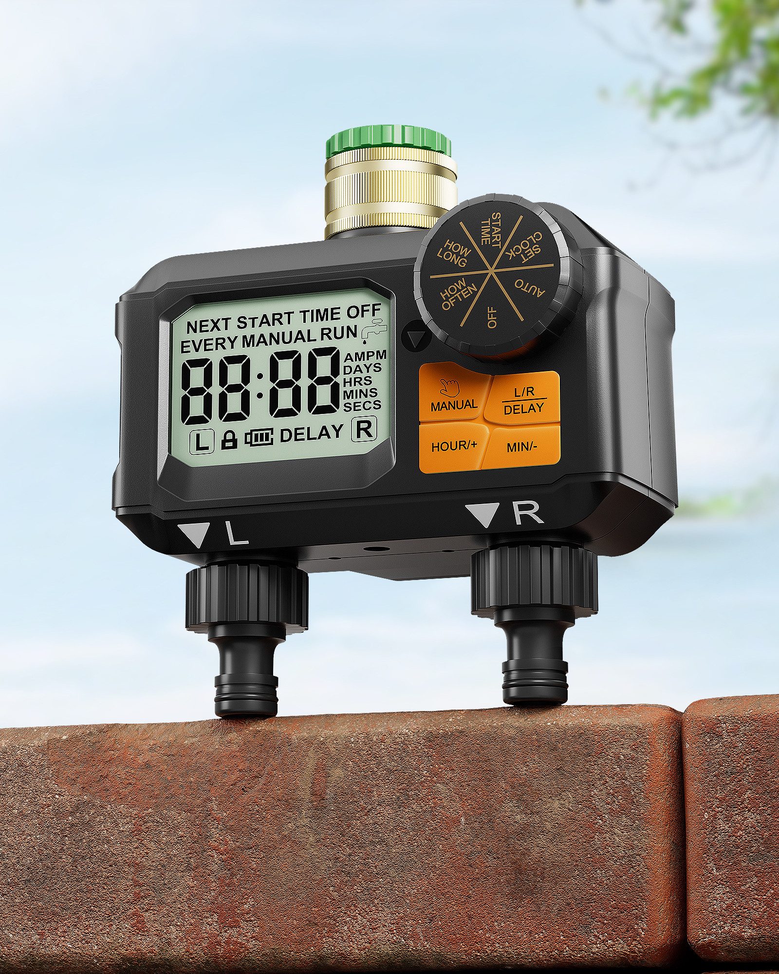 DEWENWILS Bewässerungscomputer 2 Ausgänge, Automatisch/Manueller Modus, Regenverzögerung