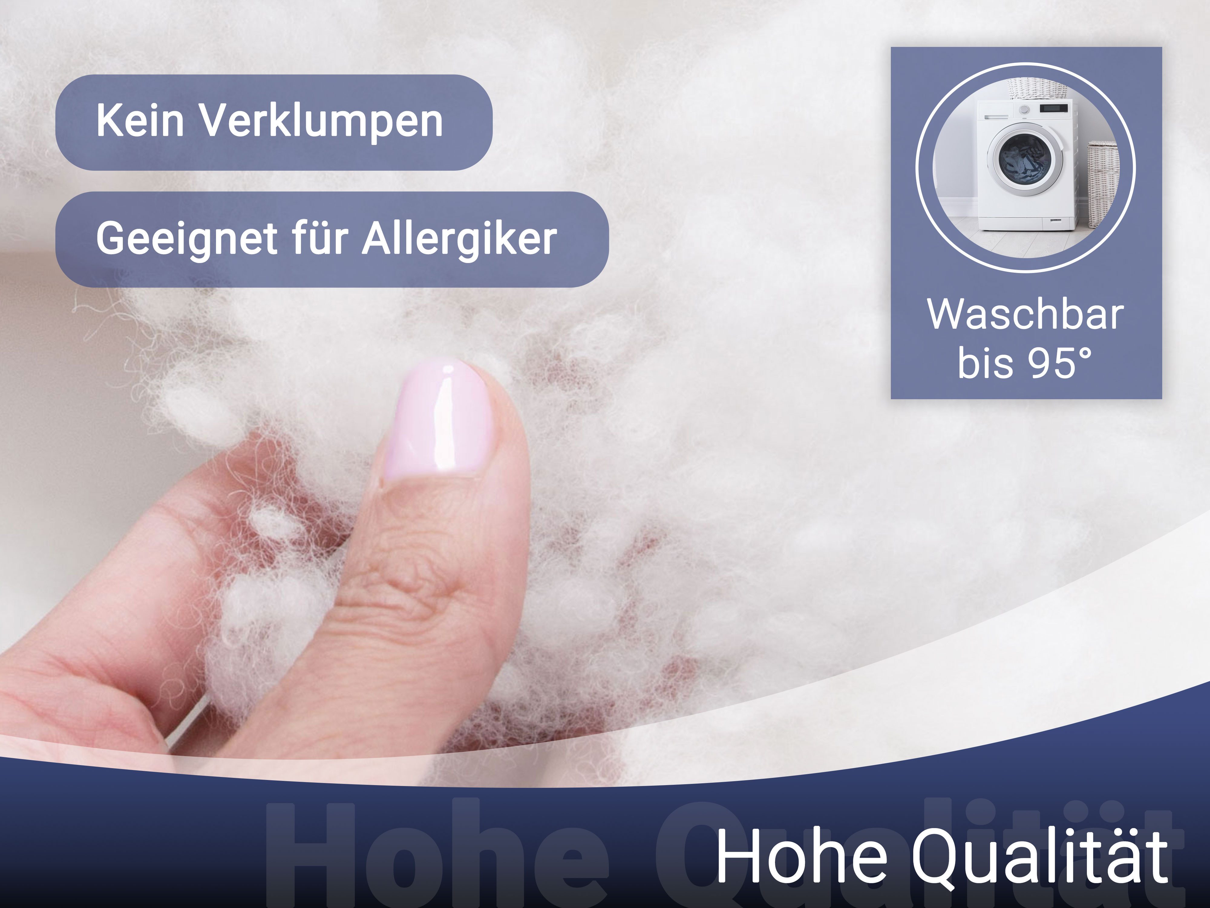 ZOLLNER Kopfkissen, Füllung: 100% Polyester, Bauch-, Seiten-, Rückenschläfer, 1000g Füllwatte, 100% Polyester, vom Hotelwäschespezialisten