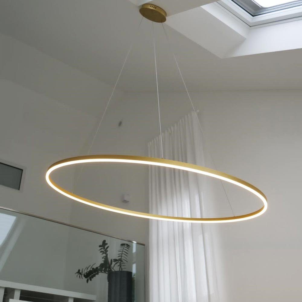 Pendelleuchte LED Warmweiß Aufhängung Hängeleuchte Ring 5m Alu-Gebürstet, s.luce 150