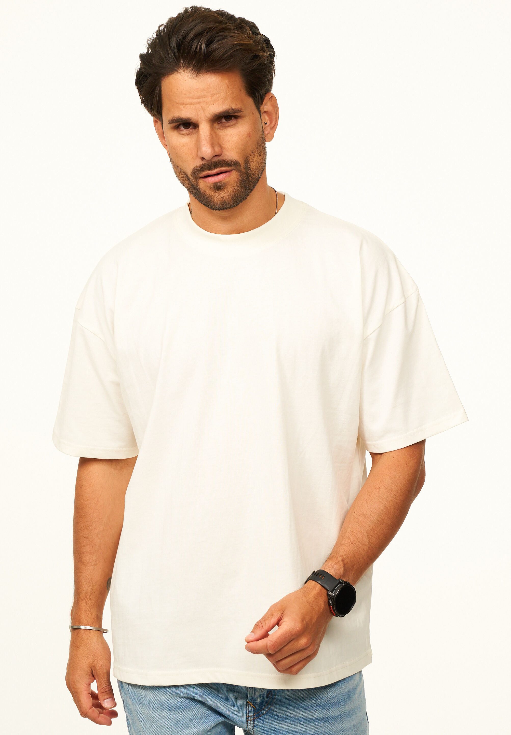 DAILY COTTON T-Shirt im Oversize Fit - Herren Kurzarm Shirt mit Rundhals-Ausschnitt Basic Oberteil Crew-Neck kurzärmlig aus 100% Baumwolle für Männer