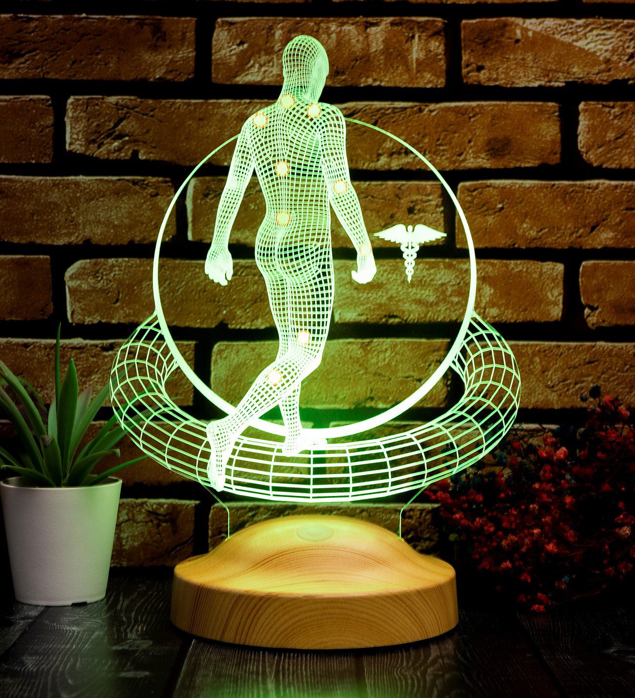 Geschenkelampe LED Nachttischlampe Physiotherapeut 3D Tischlampe Büro Geschenk für Physiotherapeuten, Leuchte 7 Farben fest integriert, Arzten, Heilpraktiker, G – Bild 3 von 5
