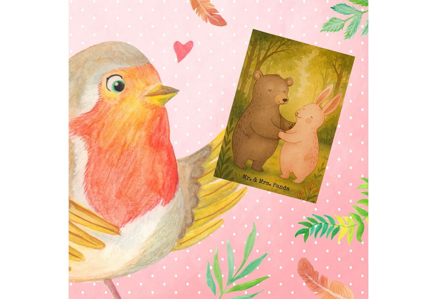 Thumbnail - Mr. & Mrs. Panda Grußkarte Bär und Hase Umarmen Design - Weiß - Geschenk, Liebe, Hochzeitskarte, Einzigartiges Design