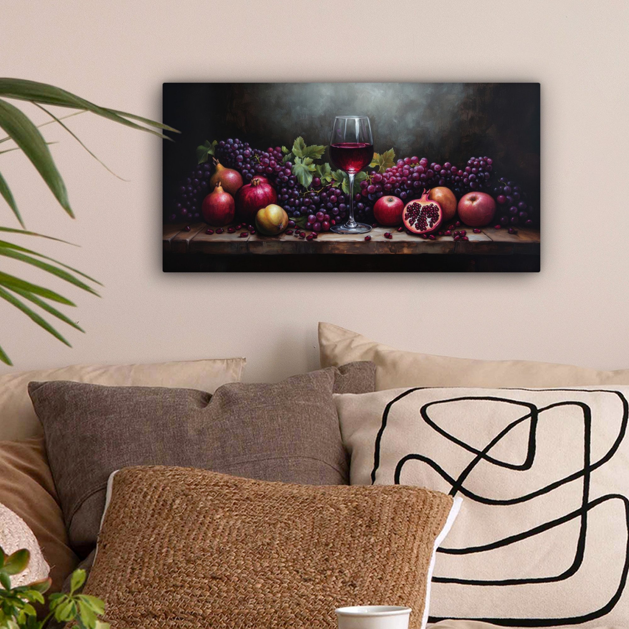 OneMillionCanvasses® Leinwandbild Panorama Wein - Obst günstig online kaufen