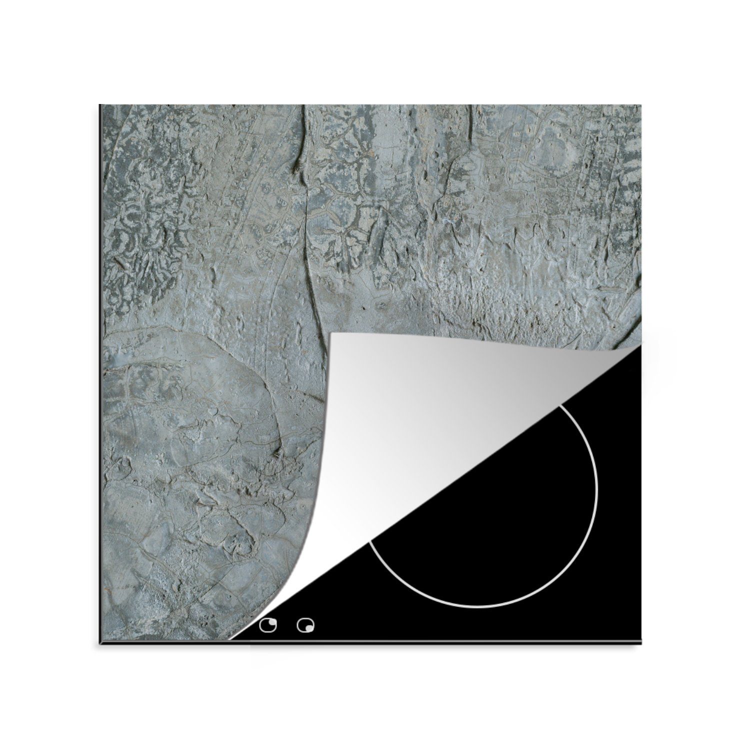 MuchoWow Herdblende-/Abdeckplatte Blau - Hell - Grau, Vinyl, (1 tlg), 78x78 cm, Ceranfeldabdeckung, Arbeitsplatte für küche | Herdabdeckplatten