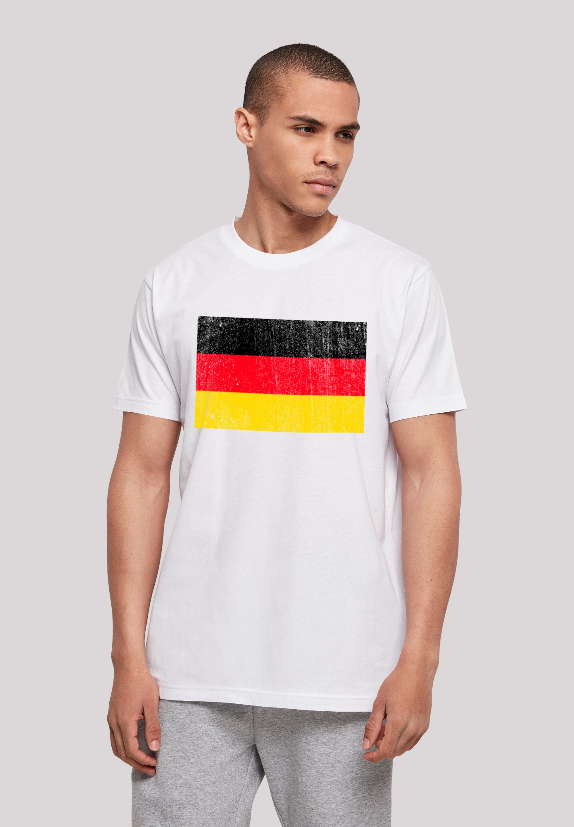F4NT4STIC T-Shirt Deutschland Flagge Germany distressed Print weiß