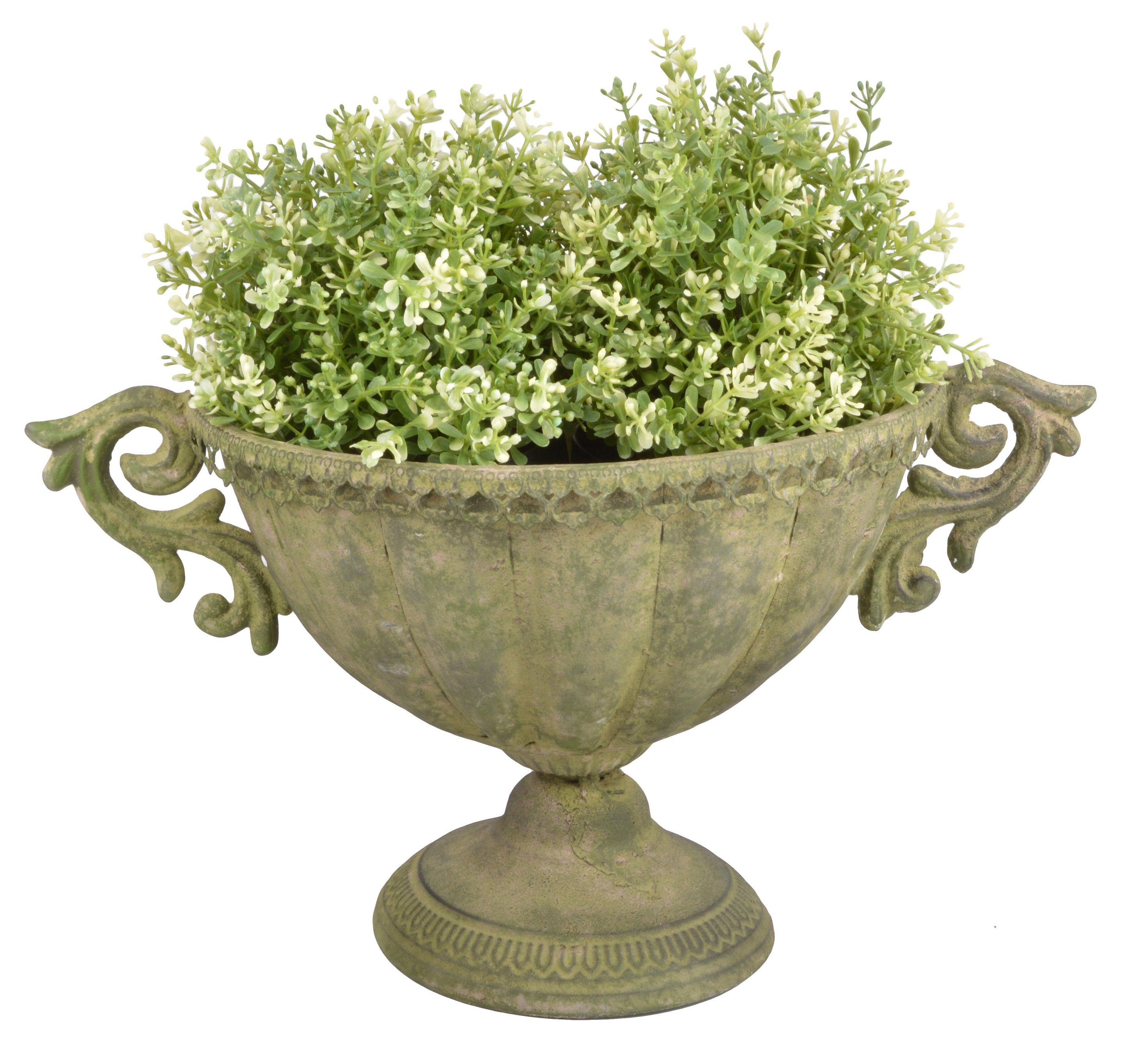 Kübel antik Metall Design Aged oval Amphore Grün design Übertopf Höhe=22cm Vase Pokal esschert Esschert