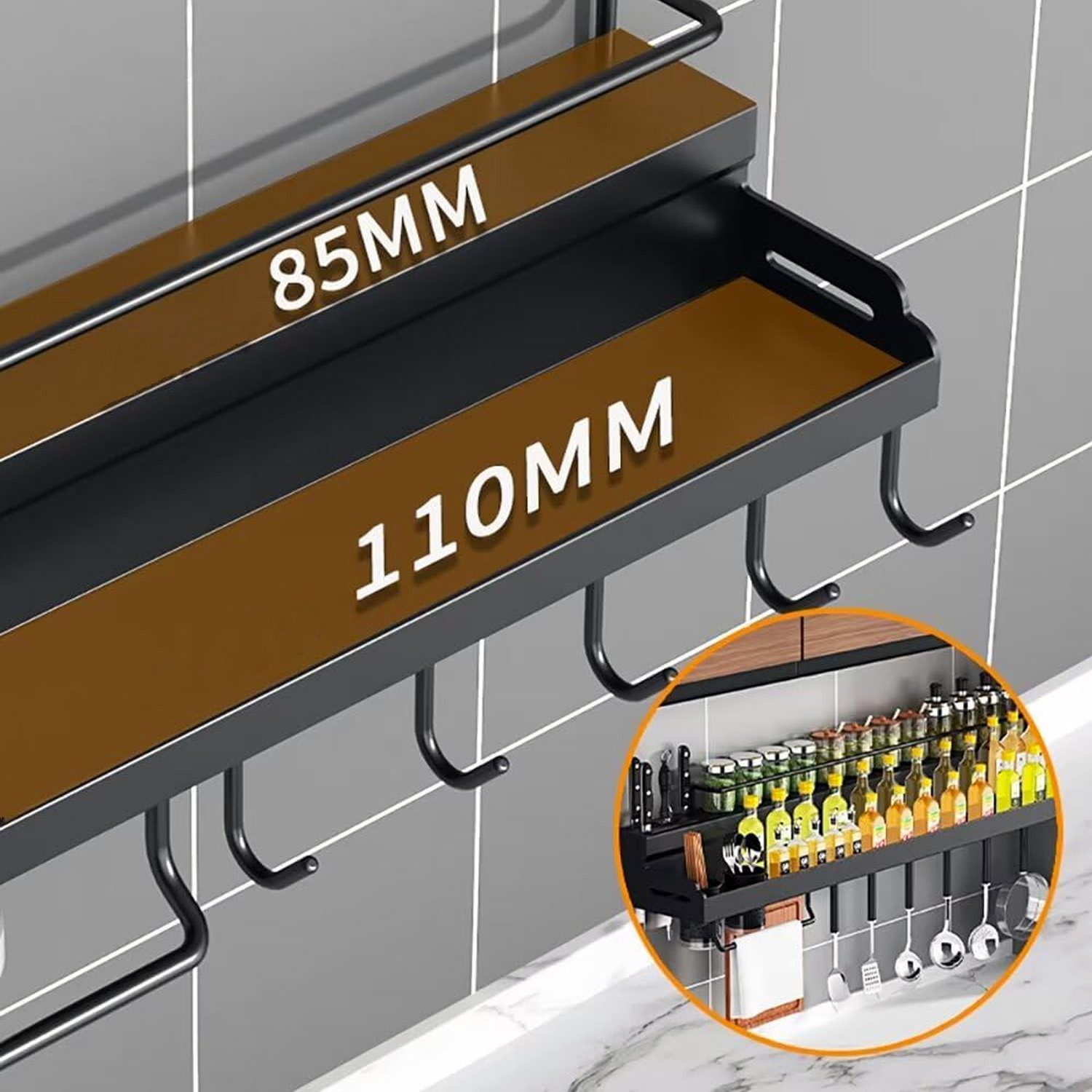 NUODWELL Gewürzregal Hängend Multifunktionales Regal Gewürzhalter für Küche günstig online kaufen