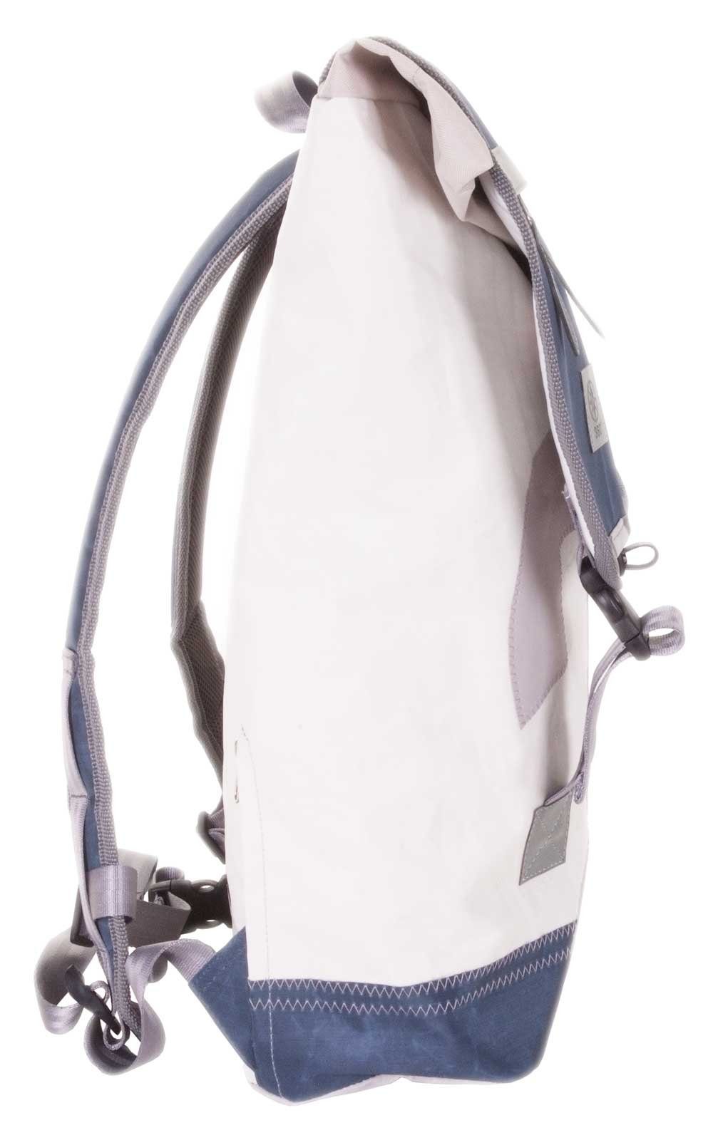 360Grad Rucksack Rucksack Landgang groß, Segel Weiss Blau Recycling - Segeltuch