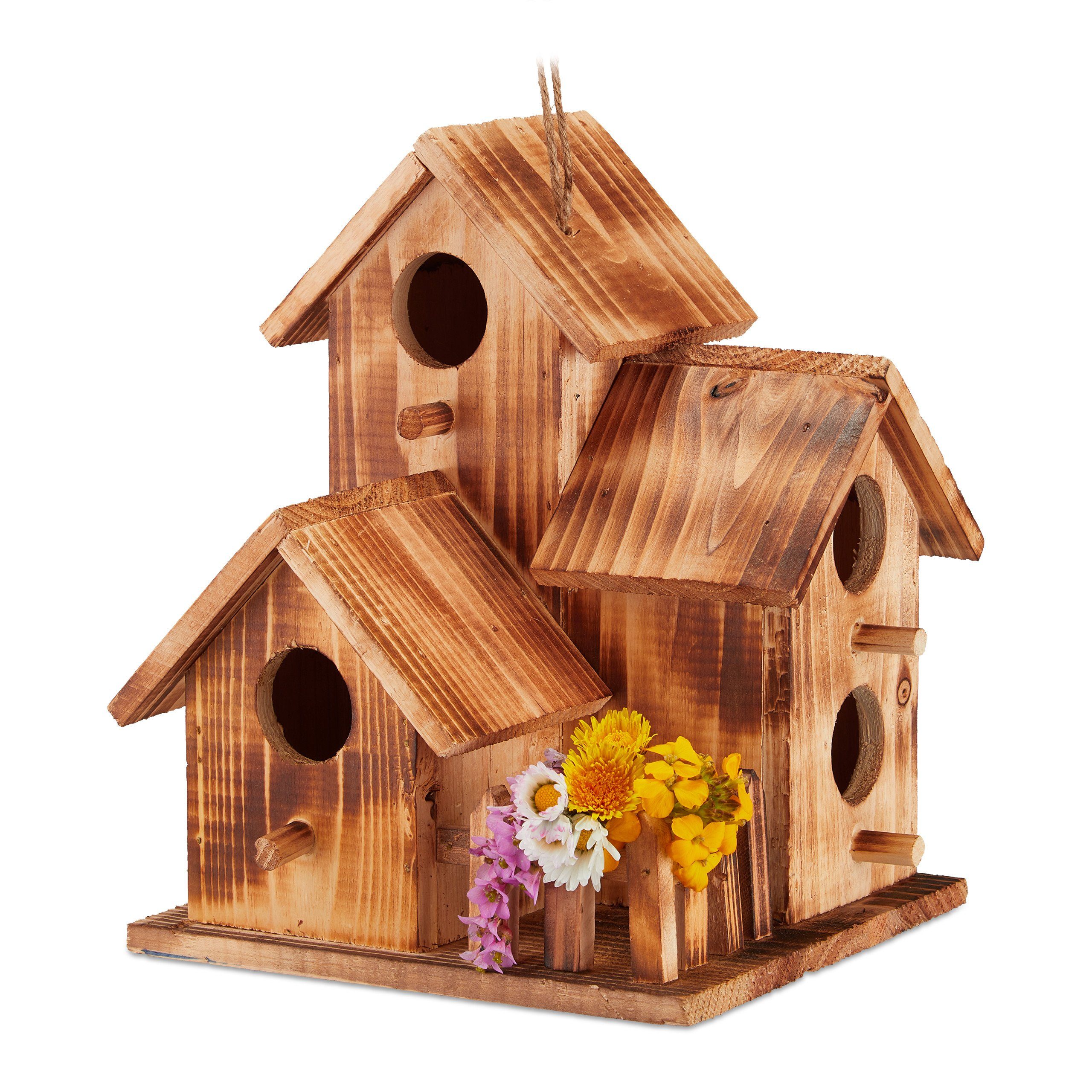 relaxdays Vogelhaus Vogelhaus mit 3 Häusern