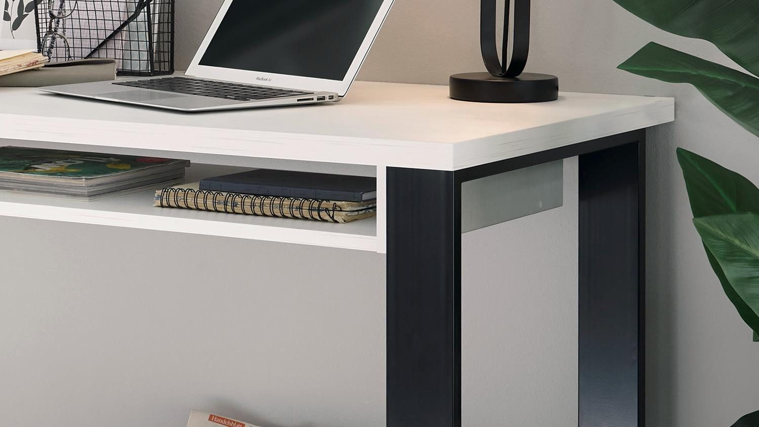 Möbel Akut Schreibtisch Schreibtisch Sherwood 06 Pinie weiß und anthrazit 125x60 cm