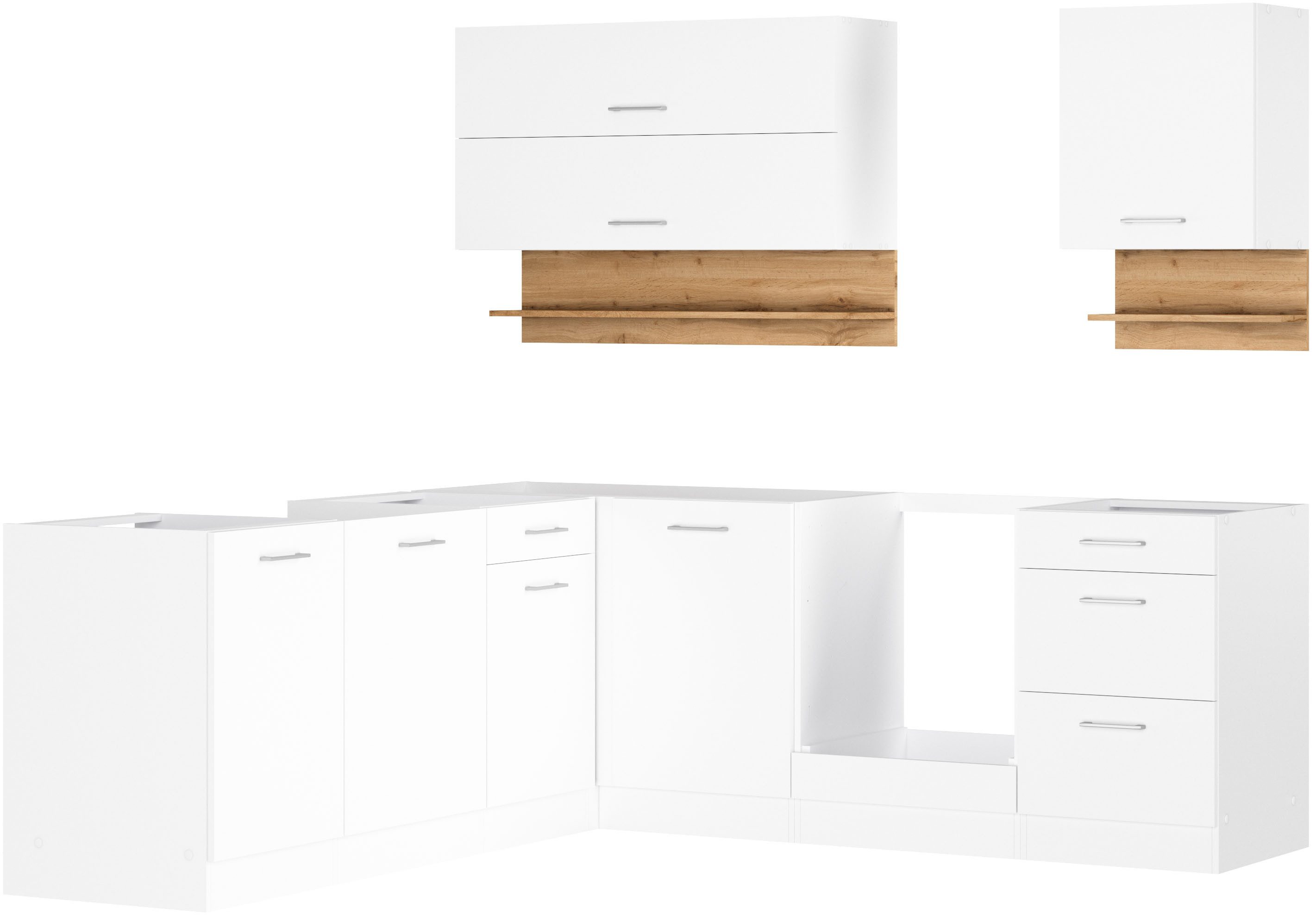 KOCHSTATION Winkelküche KS-Milan, Stellbreite 220/220 cm, viel Stauraum, wahlweise mit E-Geräten