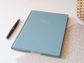 Eine der Guten Verlag Tagebuch Liebes Tagebuch - großes Notizbuch blau, 120 Seiten, 80 g FSC Papier, Hardcover 17x24 cm mit Linien, rosa Herz