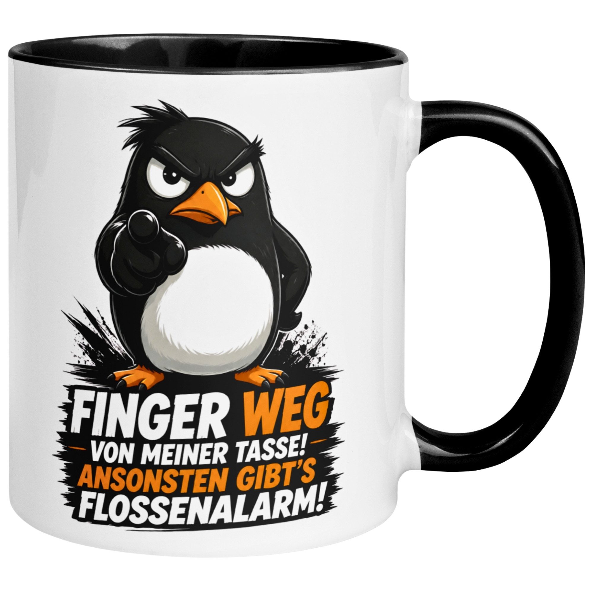 Momentals Tasse Pinguin – Finger weg - Ansonsten Flossenalarm – Morgenmuffel Geschenk, Gratis Versand · Links-&Rechtshänder · Spülmaschinenfest