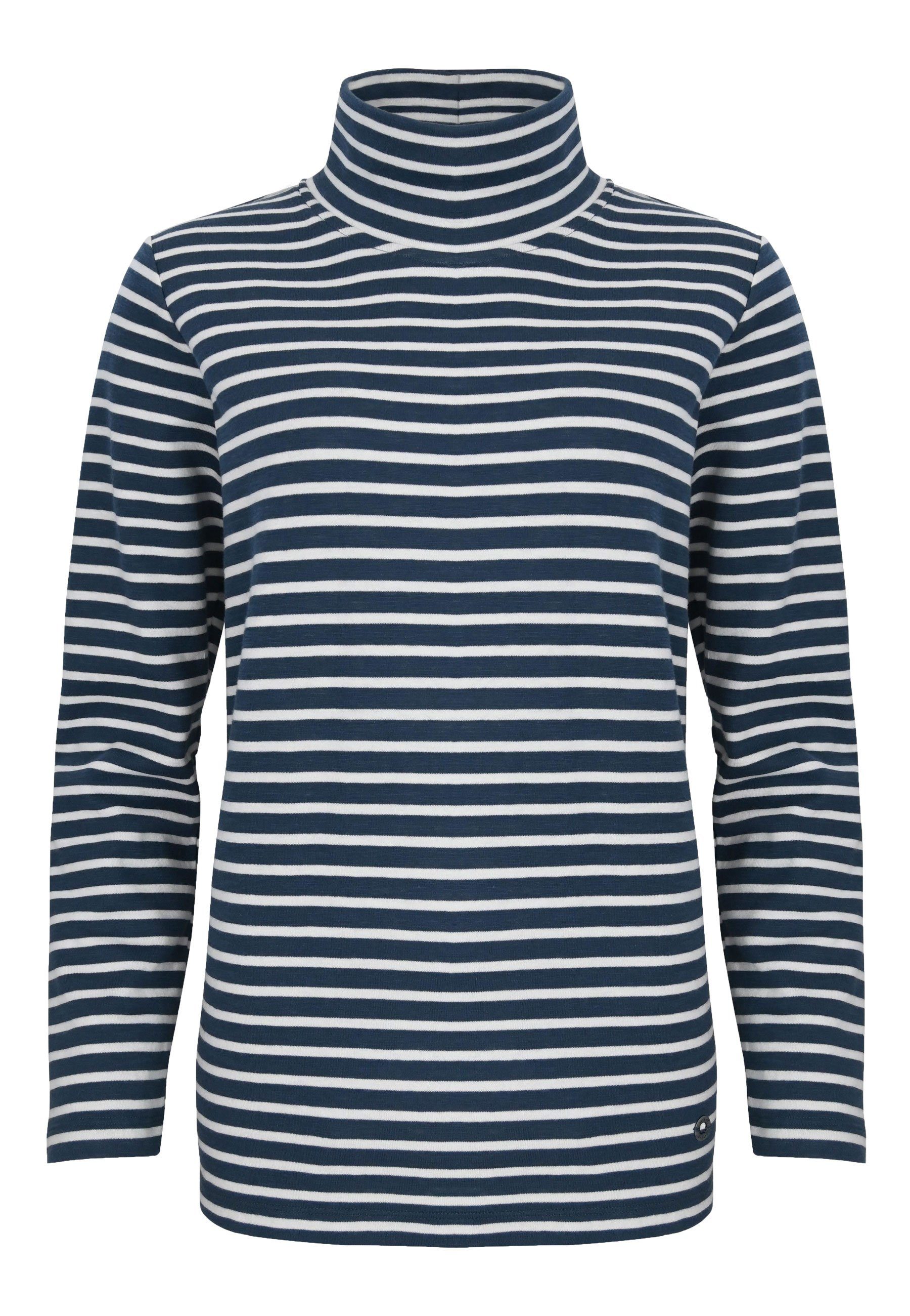 Elkline Sweatshirt Lizzy Streifen und Stehkragen darkblue - white