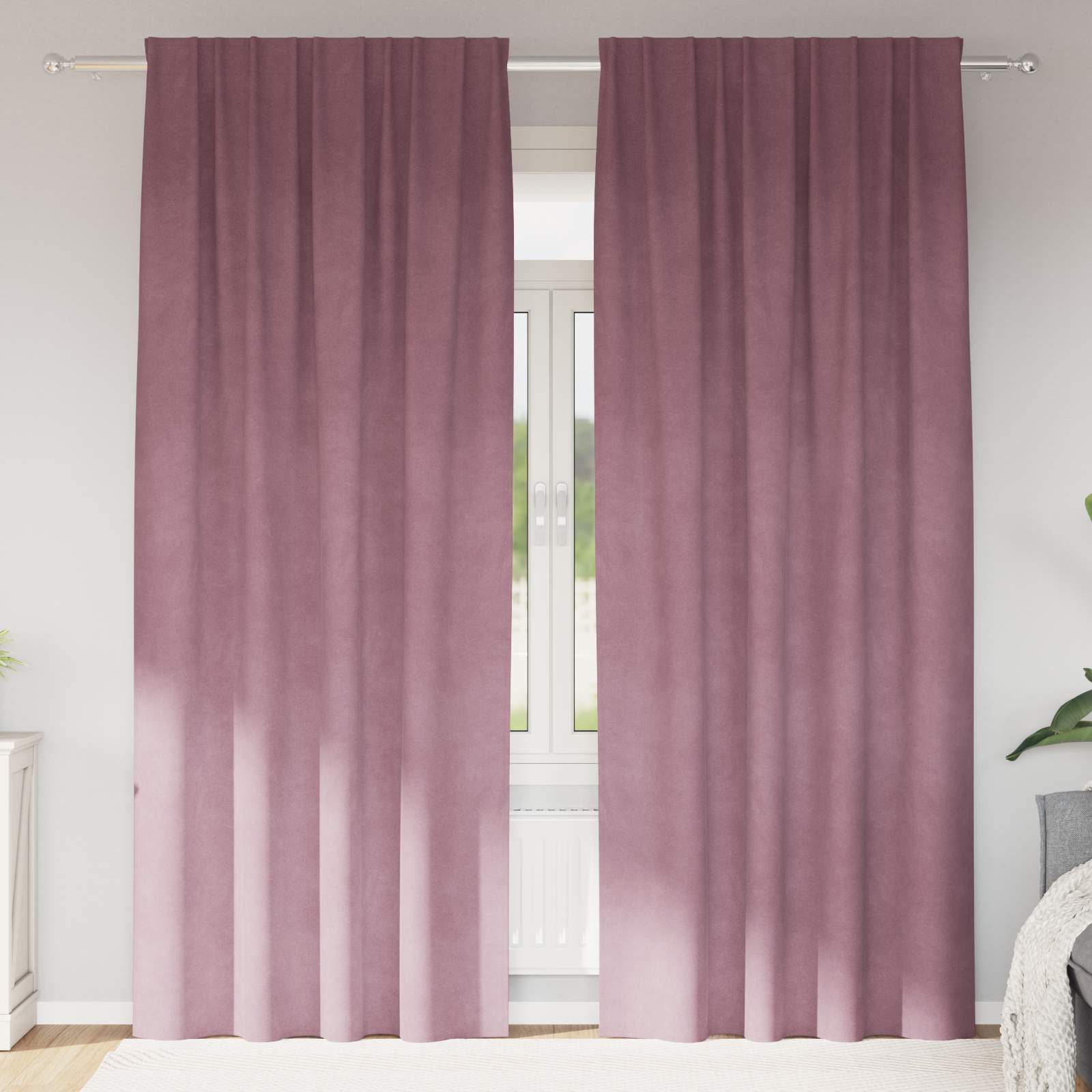 vidaXL Vorhang Verdunkelungsvorhänge 2 stk. Dunkelrosa 140 x 260 cm Samt (2 St), Samt