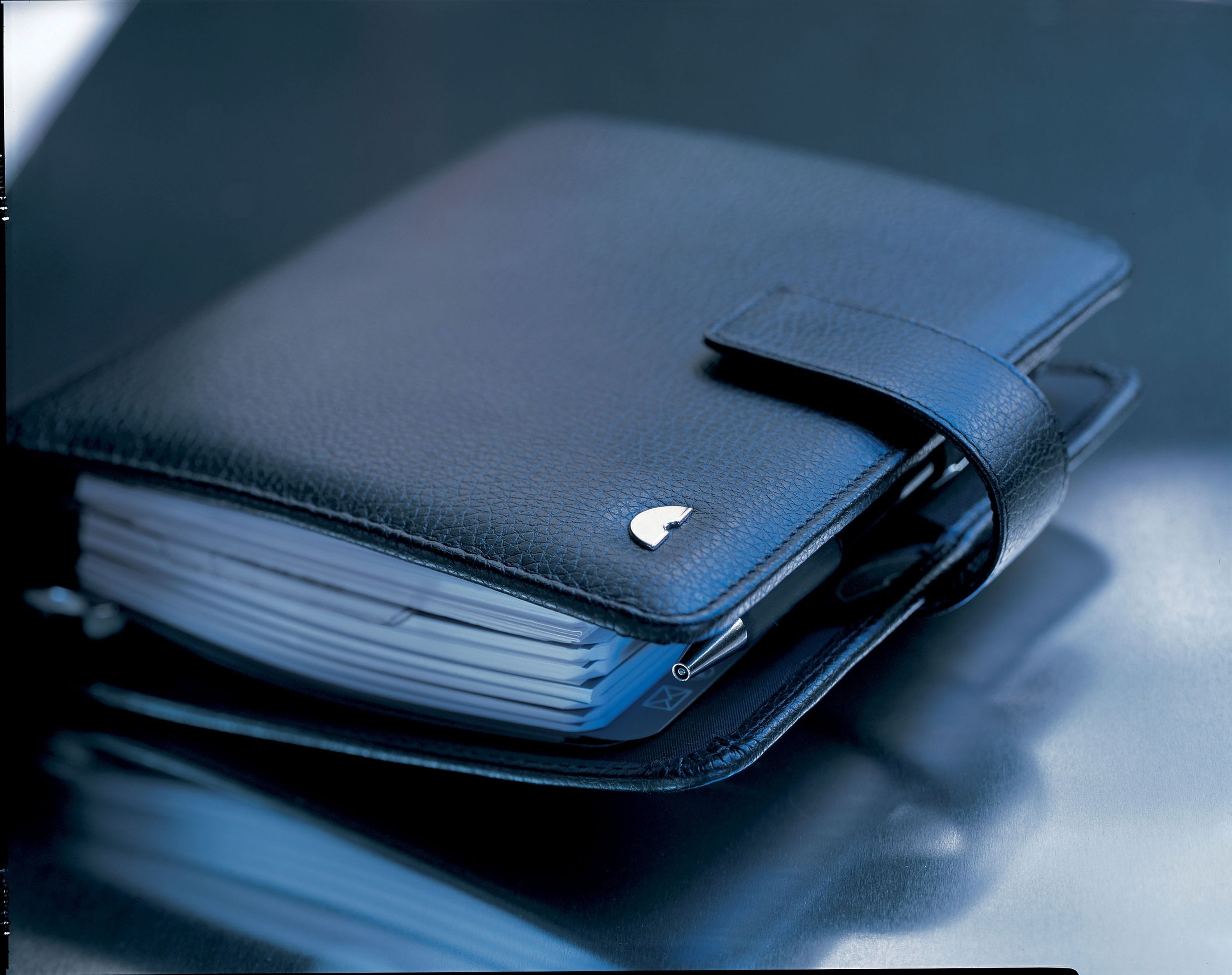 CHRONOPLAN Terminplaner Kalender-Ringbuch A5 Compact Standard Leder schwarz