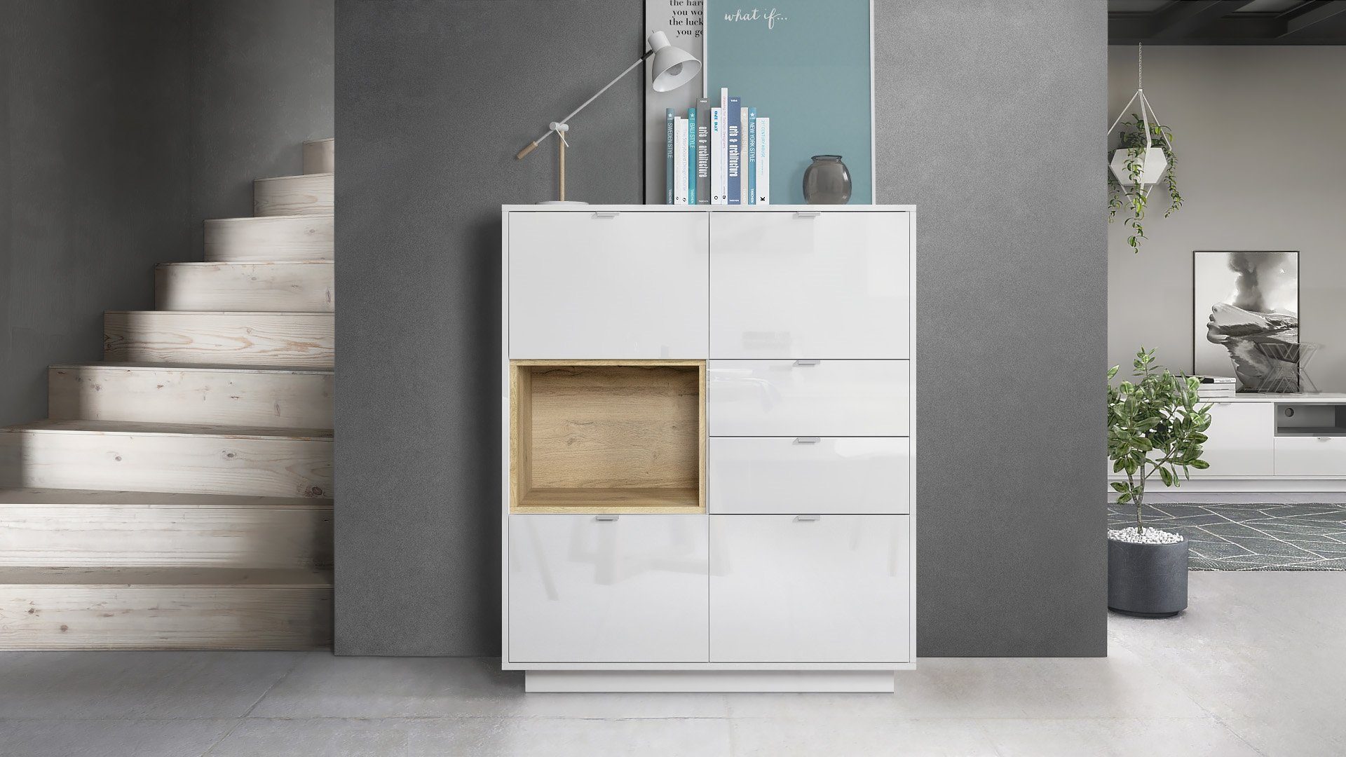 Vladon Highboard Metro (Highboard, mit 4 günstig online kaufen