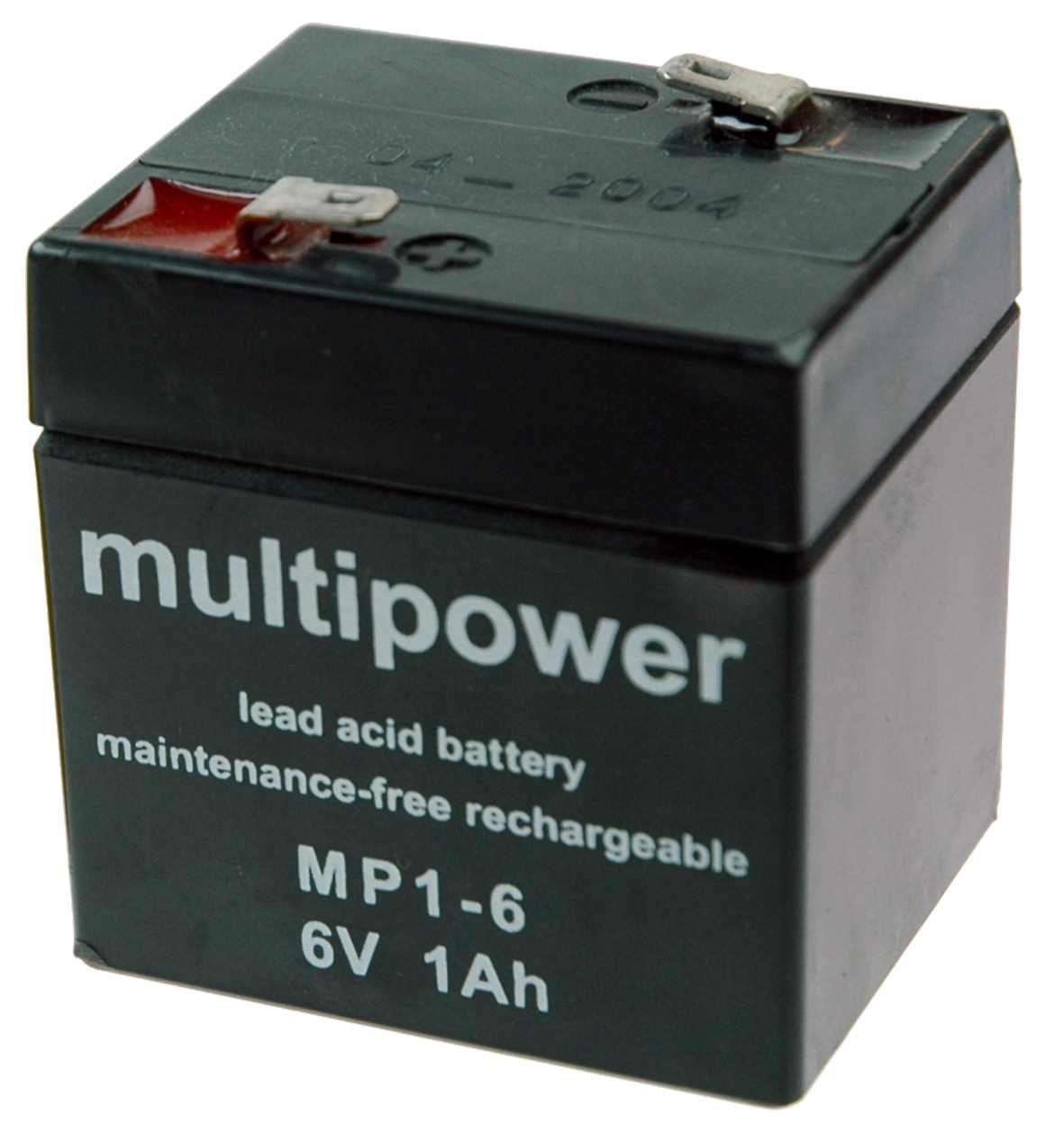 Multipower Bohrfutter Multipower MP1-6 1Ah 4,8 Blei-Akku 6V Faston Pb 