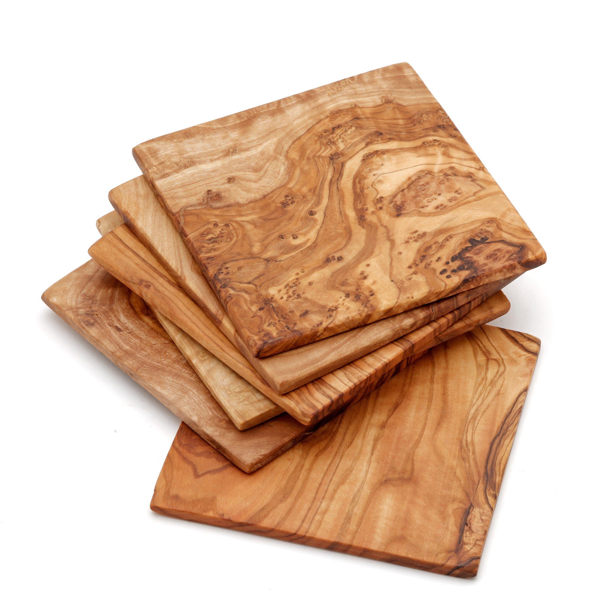 NATUREHOME Підставки для напоїв Holz Glas-Untersetzer Olivenholz 9 cm versch. Sets, Spar-Sets, 6-tlg., 9x9 cm, Vegan