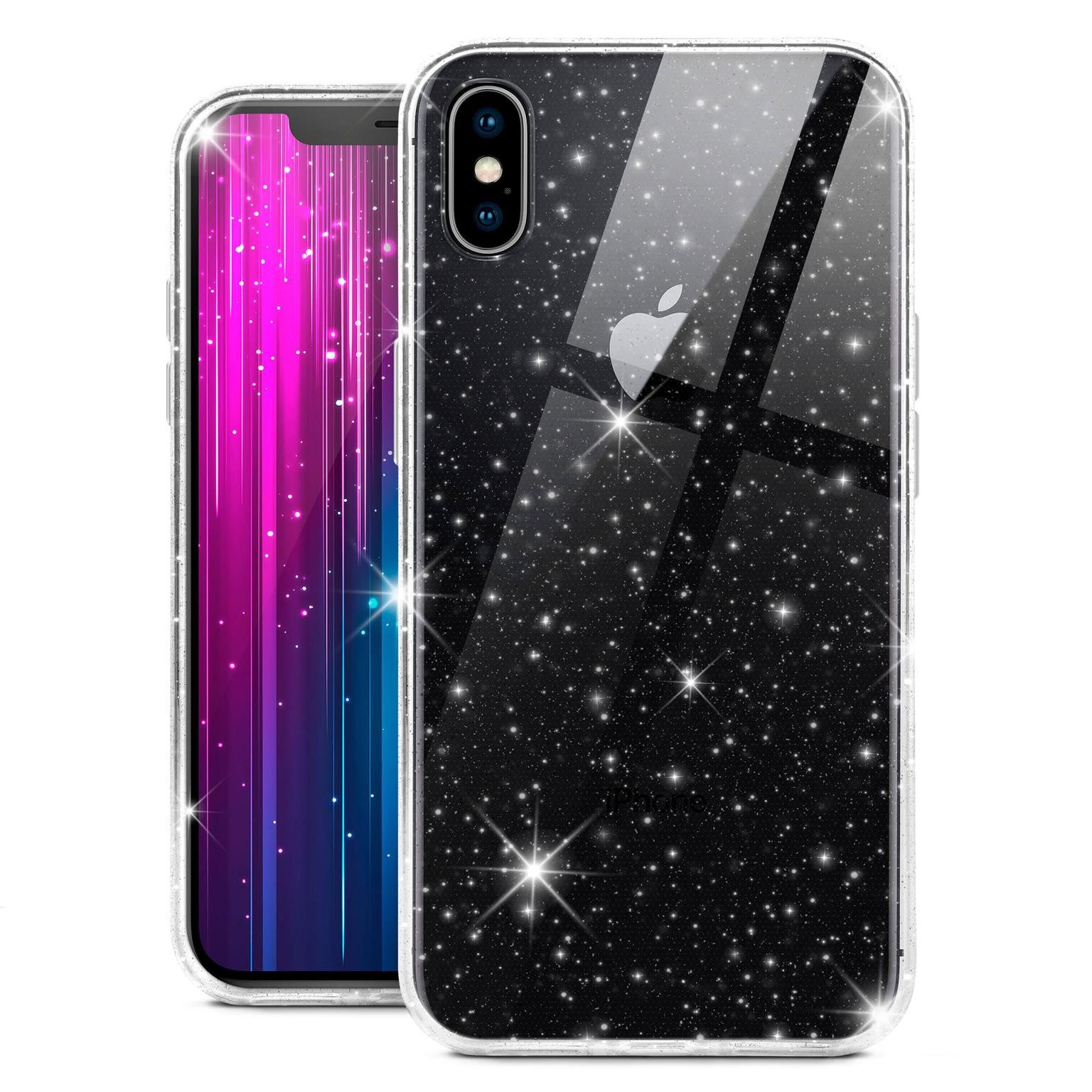 moex Handyhülle für iPhone X Hülle Glitzer Dünn Sparky Case Clear 5,8 Zoll, Silikon Schutzhülle Durchsichtig Design Glitzerhülle Cover Ultra Slim