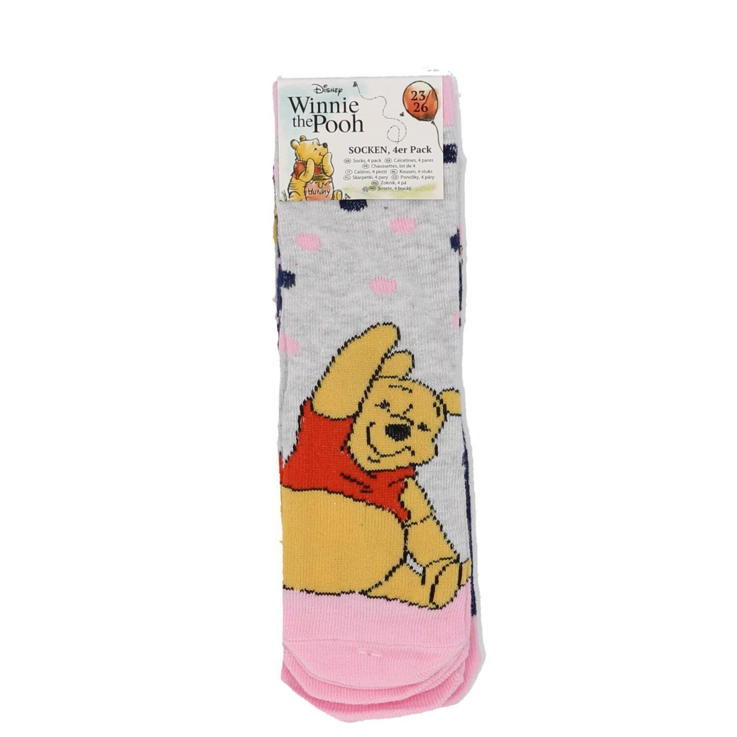 Disney Winnie Puuh Feinsöckchen Winnie the Pooh Sneaker Socken – 4 Paar Strumpfset für Mädchen