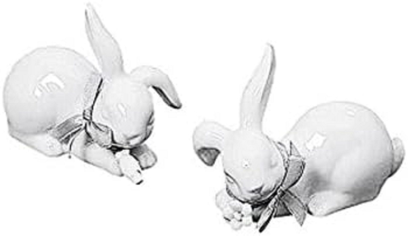 BOLTZE GRUPPE GmbH Osterhase Dekofigur Hase liegend Porzellan weiß Ostern Deko Tischdeko 2er Set