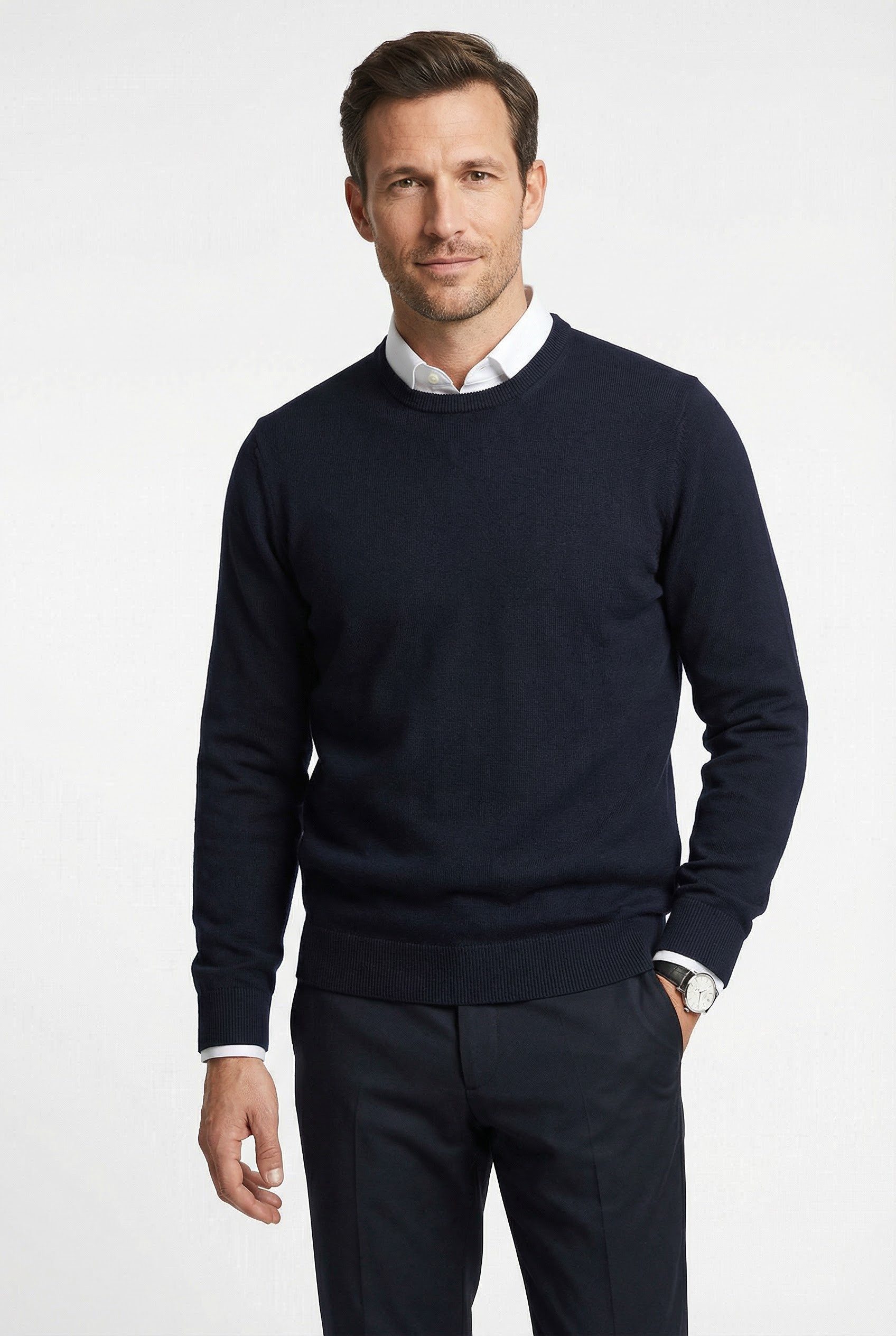 MARVELIS Strickpullover Rundhals, Baumwolle, regular fit günstig online kaufen