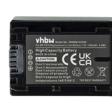 vhbw kompatibel mit Sony DCR-DVD710E, DCR-DVD650E, DCR-DVD610E, DCR-DVD810E Kamera-Akku Li-Ion 1300 mAh (7,2 V)